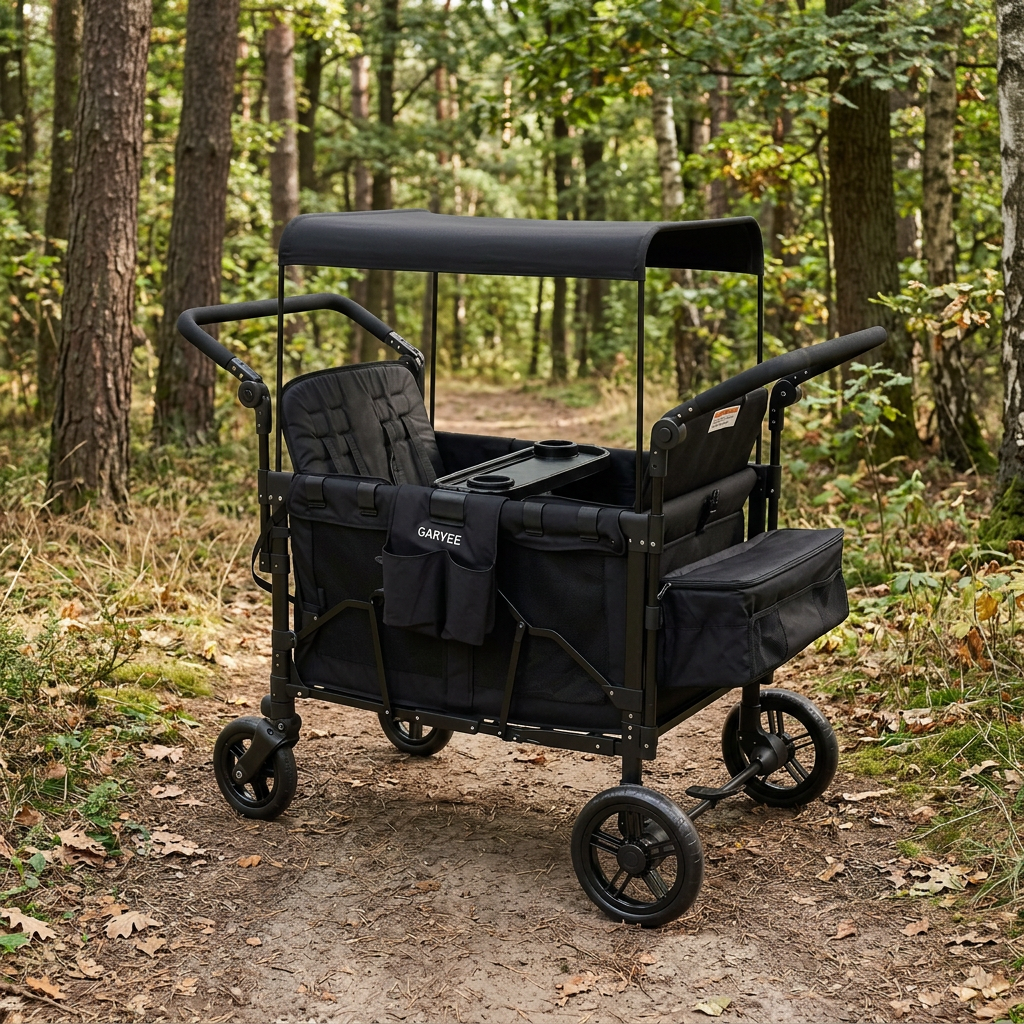 electric wagon stroller Garvee Double Stroller Wagon 2-in-1 Foldable Push Pull Wagon with Canopy  Adjustable Handle 132lbs Capacity for Twins Toddler