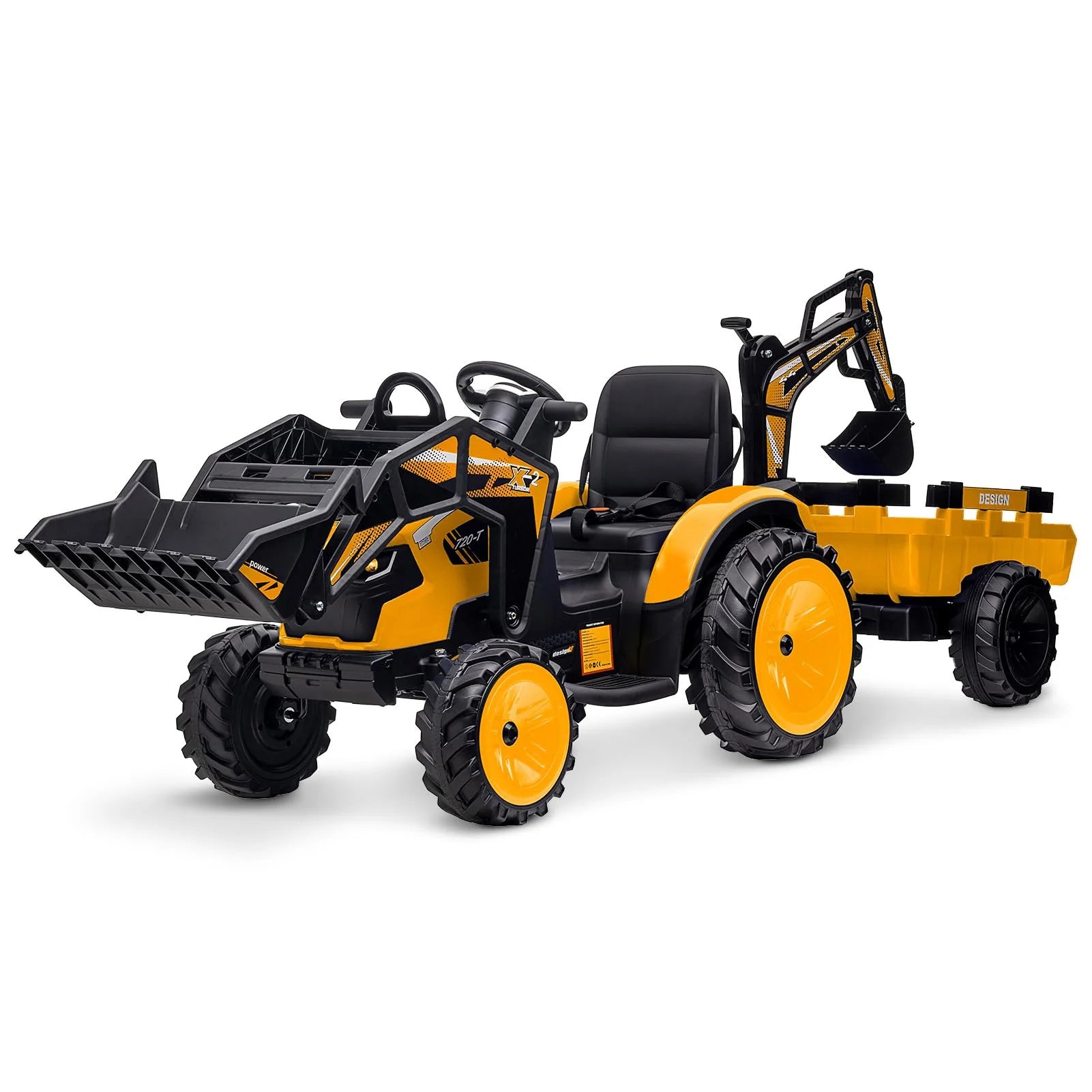 Garvee 3-in-1 Ride-On Tractor, 24V Electric, Excavator Bulldozer, Re