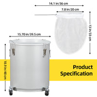 16 Gal Fryer Grease Bucket with Nylon Filter, Silver