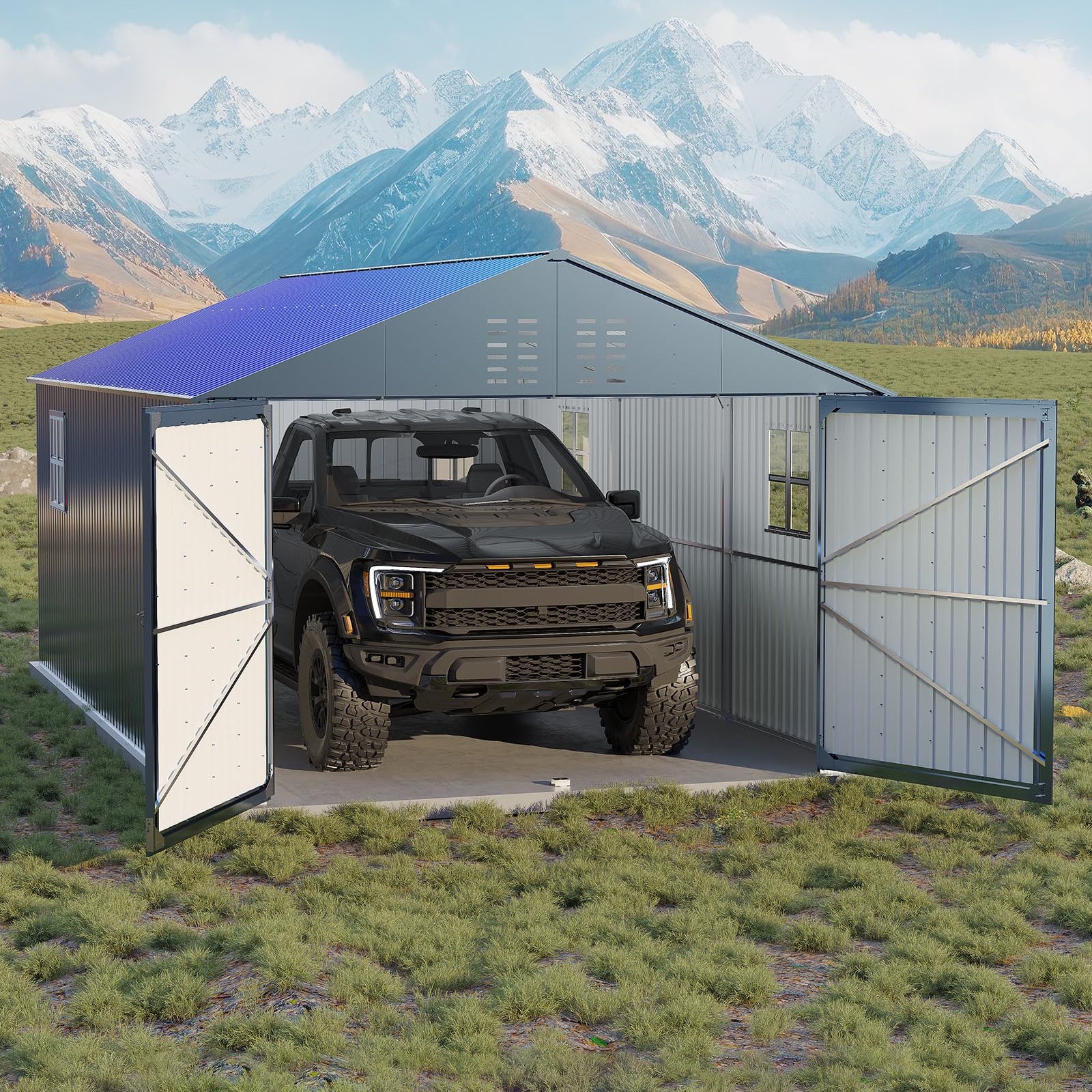 Garvee All-Weather Metal Carport 12x20 FT Reinforced Frame Steel