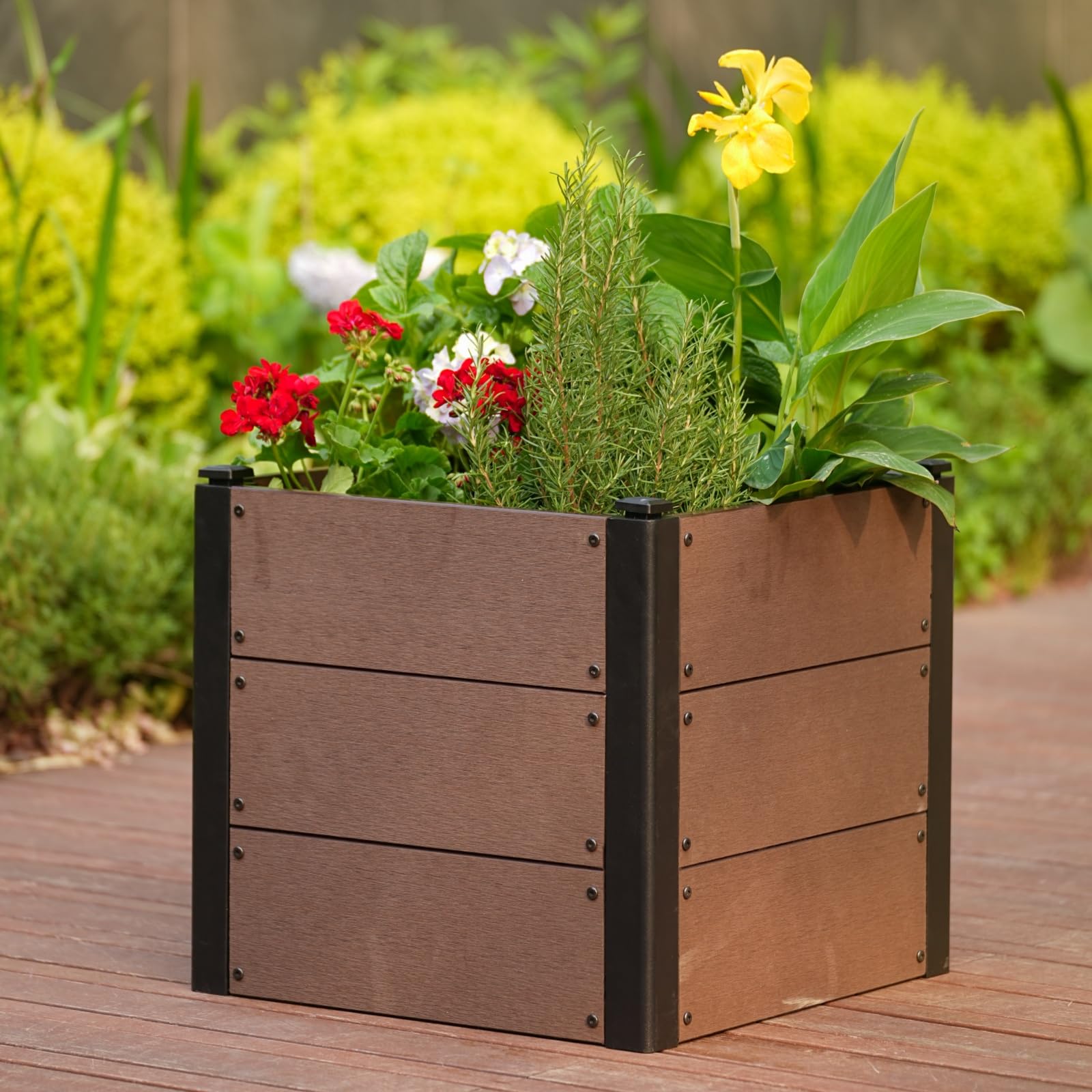 Garvee 19" X 19" X 17" Elevated Wood-Look Raised Garden Bed Durable