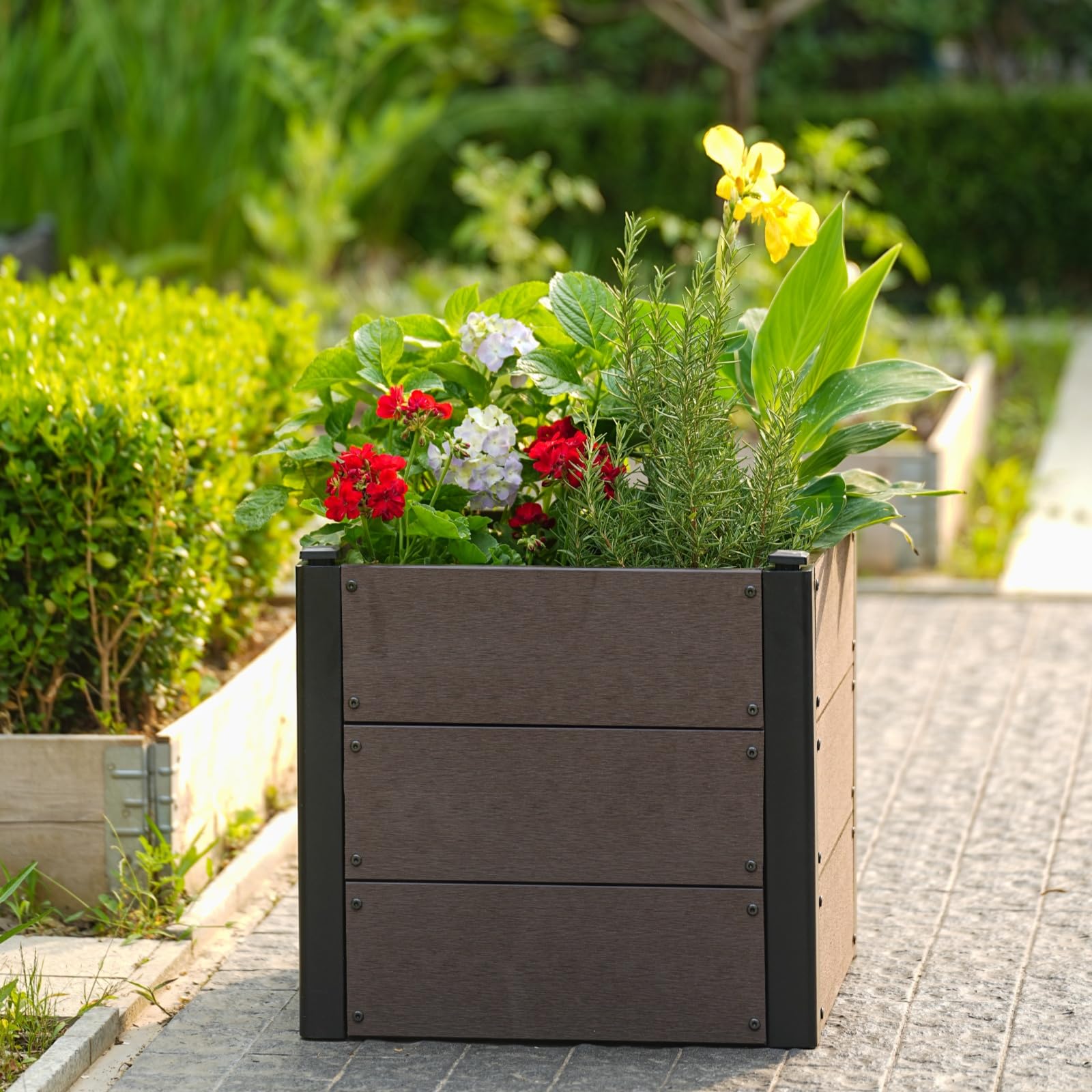 Garvee 19" X 19" X 17" Elevated Wood-Look Raised Garden Bed Composite