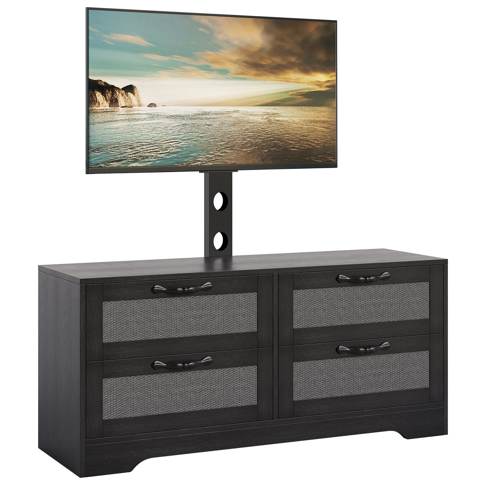 Garvee 4 Drawers Dresser TV Stand with Mount, Rattan Entertainment Center for TVs Up to 70 Inch, Farmhouse Style MDF Media Console for Living Room, Garvee 4 Drawers Dresser TV Stand with Mount, Rattan Entertainment Center for TVs Up to 70 Inch, Farmhouse Style MDF Media Console for Living Room,
