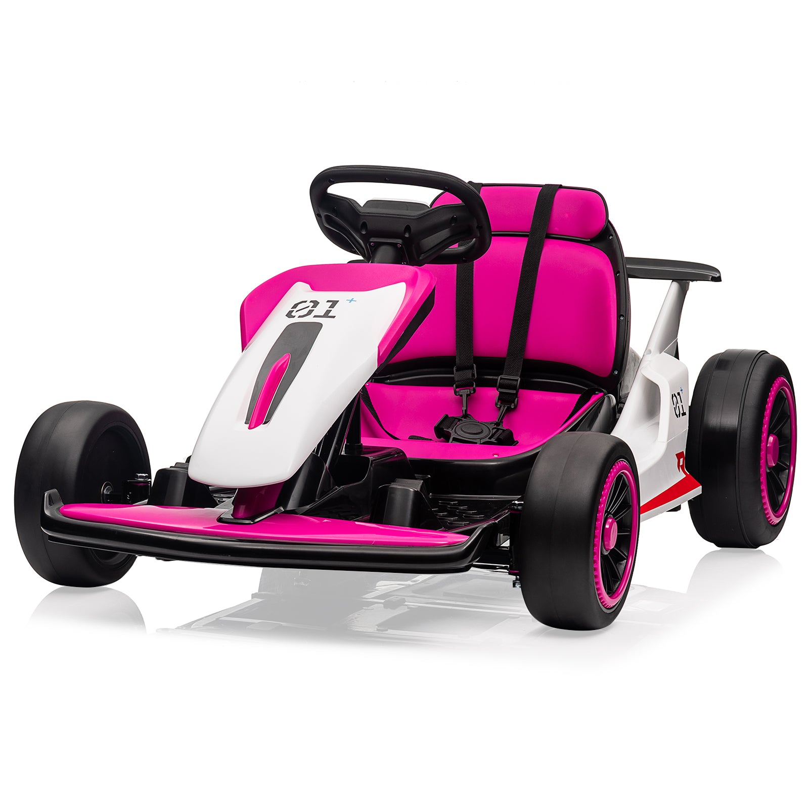 electric pedal kart GarveeLife Go Kart for Kids, 24V Drift Kart with 2X200W Strong Motor, 7AH Big Battery, Electric Pedals, Electric Go Kart Outdoor Race Toy Pink