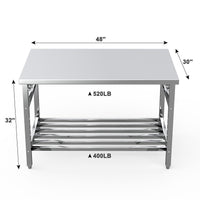 30x48" Stainless Steel Work Table with Adjustable Shelf