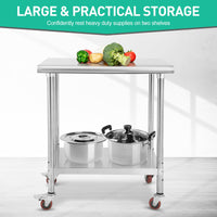 30x24x35 Inch Stainless Steel Table Metal Double Tier Worktable