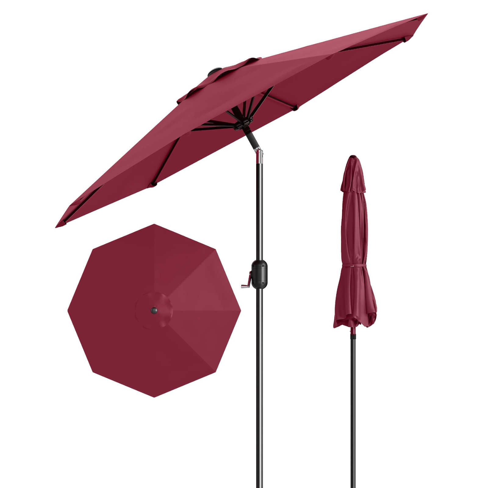 8 pink patio market umbrella with tilt Garvee 9' Outdoor Patio Umbrella, Outdoor Table Umbrella, Market Umbrella with Push Button Tilt and Crank, 8 Sturdy Ribs UV Protection Waterproof for