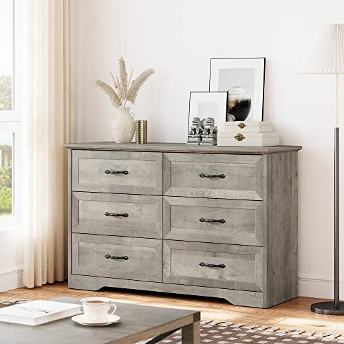 GARVEE Farmhouse Wooden Dresser 6 Drawers - Versatile Storage for Home GARVEE Farmhouse Wooden Dresser 6 Drawers - Versatile Storage for Home