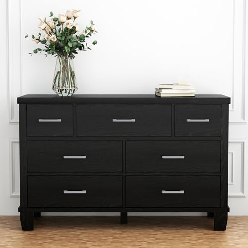 tlc say yes to the dress Nathan James Kova Black Oak Bohemian 3-Drawer Dresser with Rattan Accent and Metal Legs, 37 in. Chest of Drawers