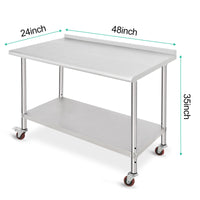 48x24x35 Inch Stainless Steel Table Metal Double Tier Worktable