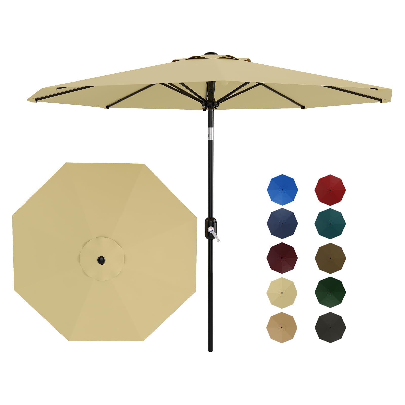 Garvee 10' Patio Umbrella with Crank Lift & Push Button Tilt, Table Umbrella Outdoor Patio 8 Sturdy Ribs for Yard, Deck, Pool, Beige Garvee 10' Patio Umbrella with Crank Lift & Push Button Tilt, Table Umbrella Outdoor Patio 8 Sturdy Ribs for Yard, Deck, Pool, Beige