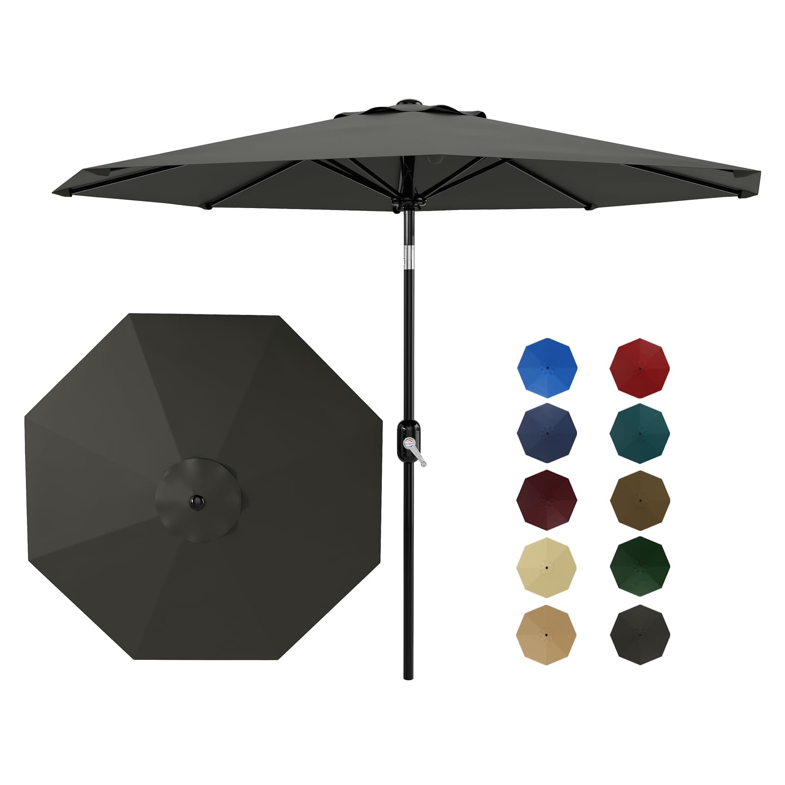 Garvee 10' Patio Umbrella with Crank Lift & Push Button Tilt, Table Umbrella Outdoor Patio 8 Sturdy Ribs for Yard, Deck, Pool, Grey Garvee 10' Patio Umbrella with Crank Lift & Push Button Tilt, Table Umbrella Outdoor Patio 8 Sturdy Ribs for Yard, Deck, Pool, Grey