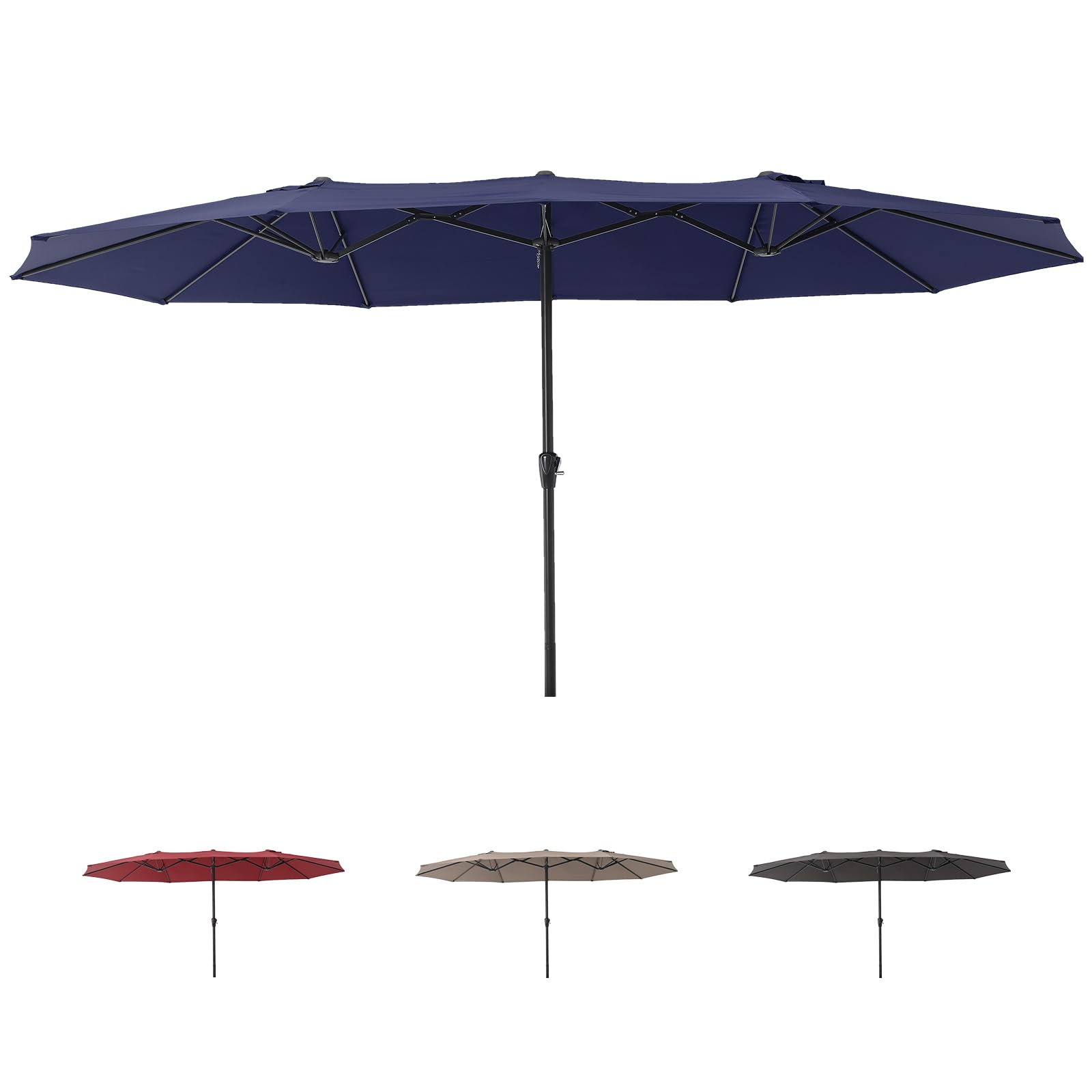 Garvee 15FT Rectangular Double-Sided Patio Umbrella with Crank