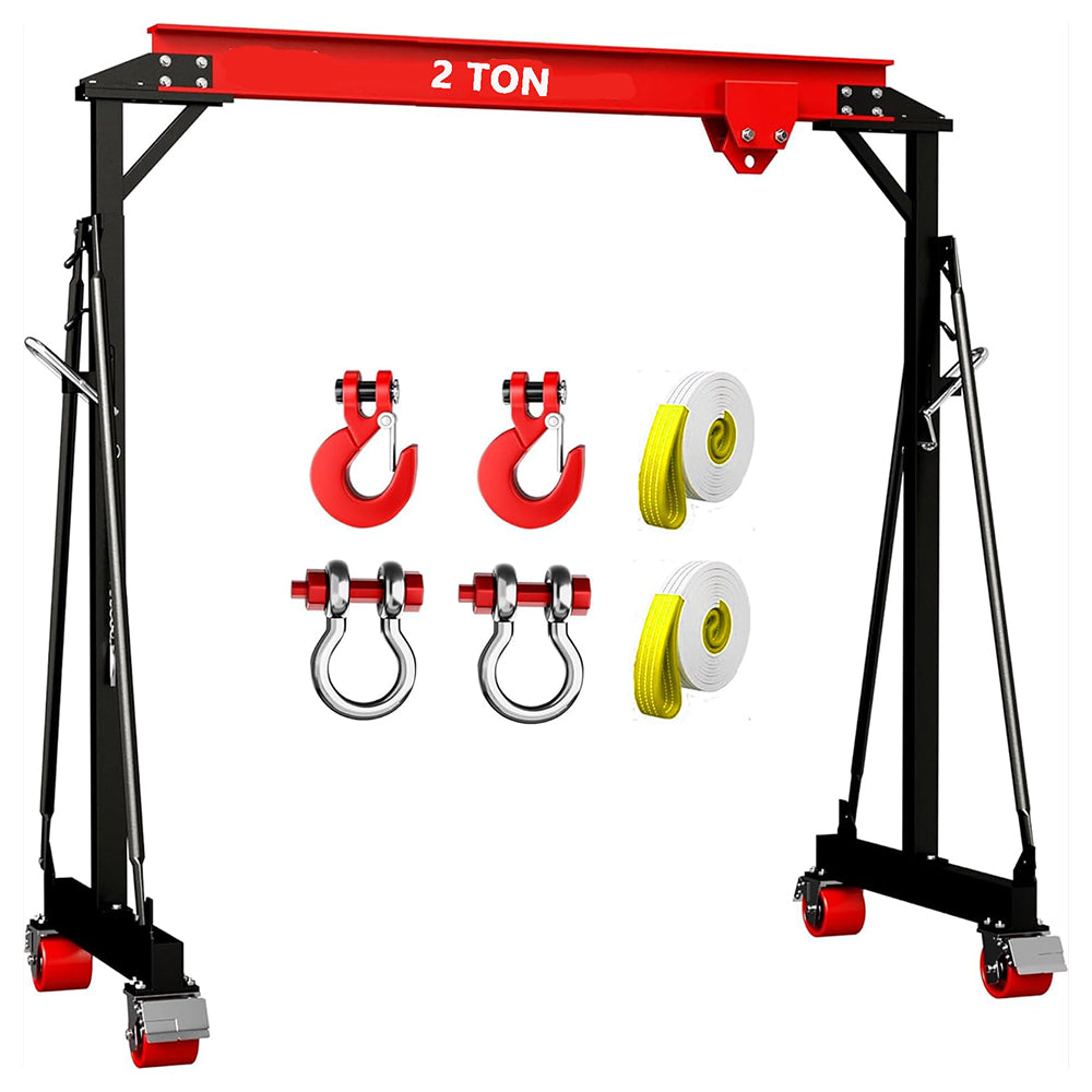 Garvee 2T Adjustable Gantry Crane 4400 LBS Capacity With Manual Trolle