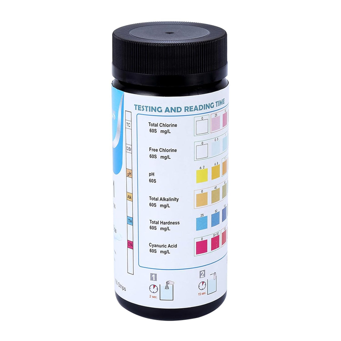 Water Hardness Test Kit, 6-Way Pool Test Strips, 100 Quick & Accurate Pool and Spa Test Strips,Accurate Test Total Alkalinity, pH, Free Chlorine, Total Hardness, Cyanuric Acid, and Total Chlorine