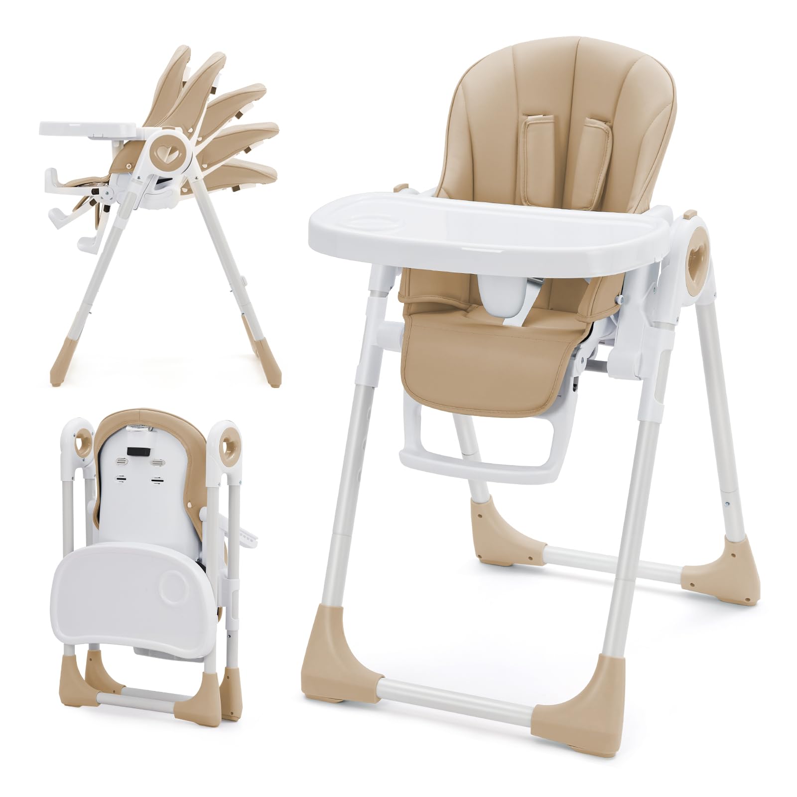 summer infant foldable chair Garvee Baby High Chair for Babies and Toddlers with Adjustable Heights & Footrests, Foldable Highchair with 5 Recline Adjustable Backrest, Baby