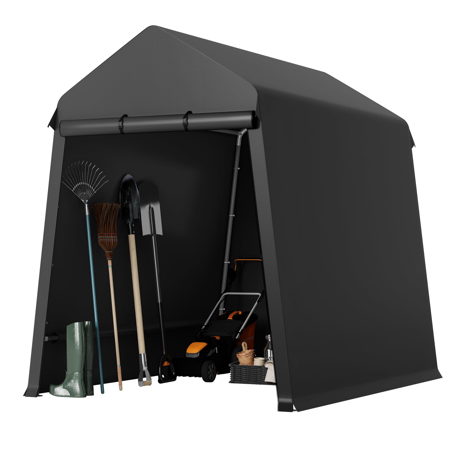 storage tent for camping Garvee 6X8FT Heavy Duty Outdoor Shed,Portable Storage Shed,with 2 Rolled Up Zipper Doors,Vents Carports & Waterproof Cover Temporary Shelter for