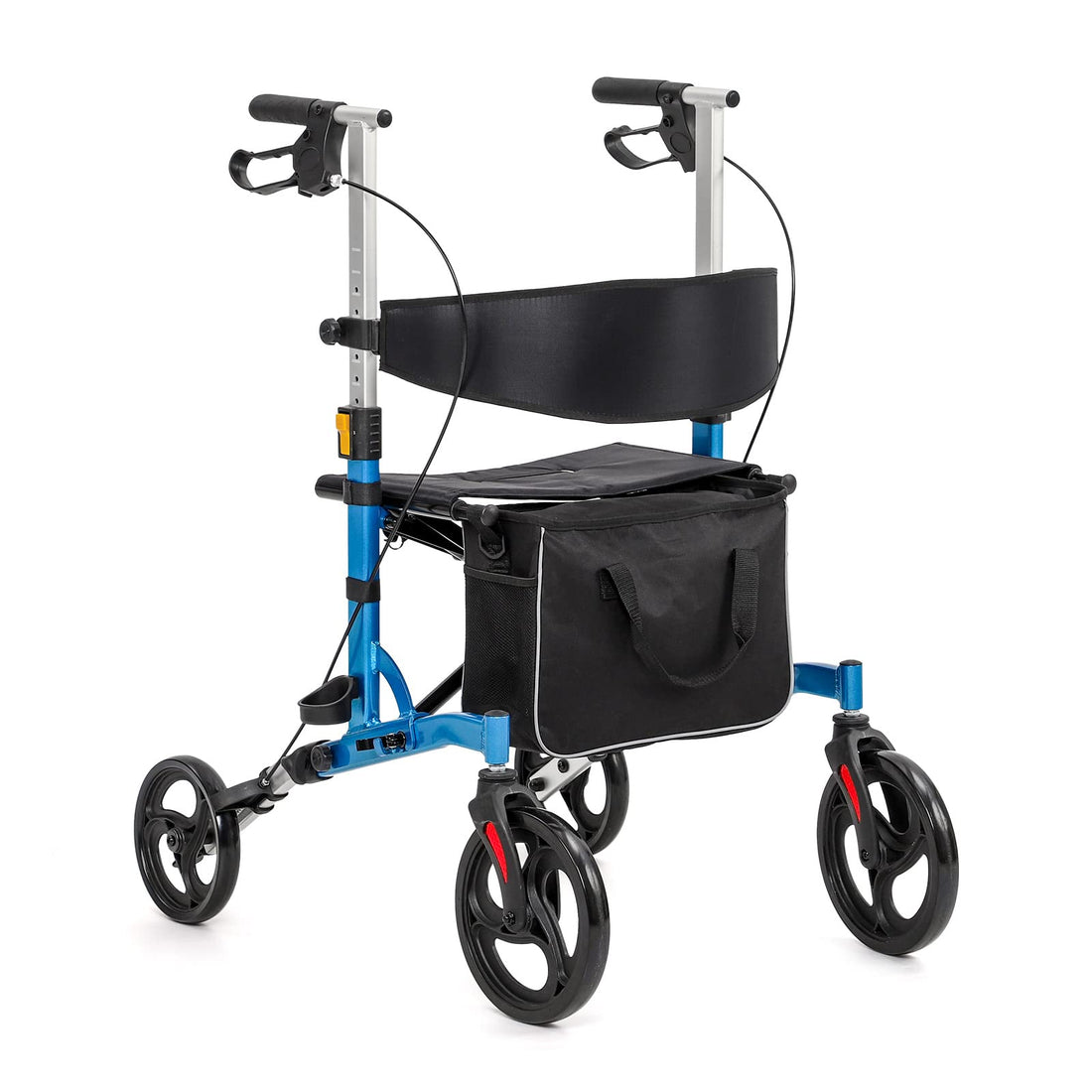 Rolling Walkers for Seniors with Seat Double Folding Rollator Walkers Lightweight Aluminium Frame Rollator Walker/Comfort Handles with Dual Braking System/Thick Backrest/ 4 Wheels