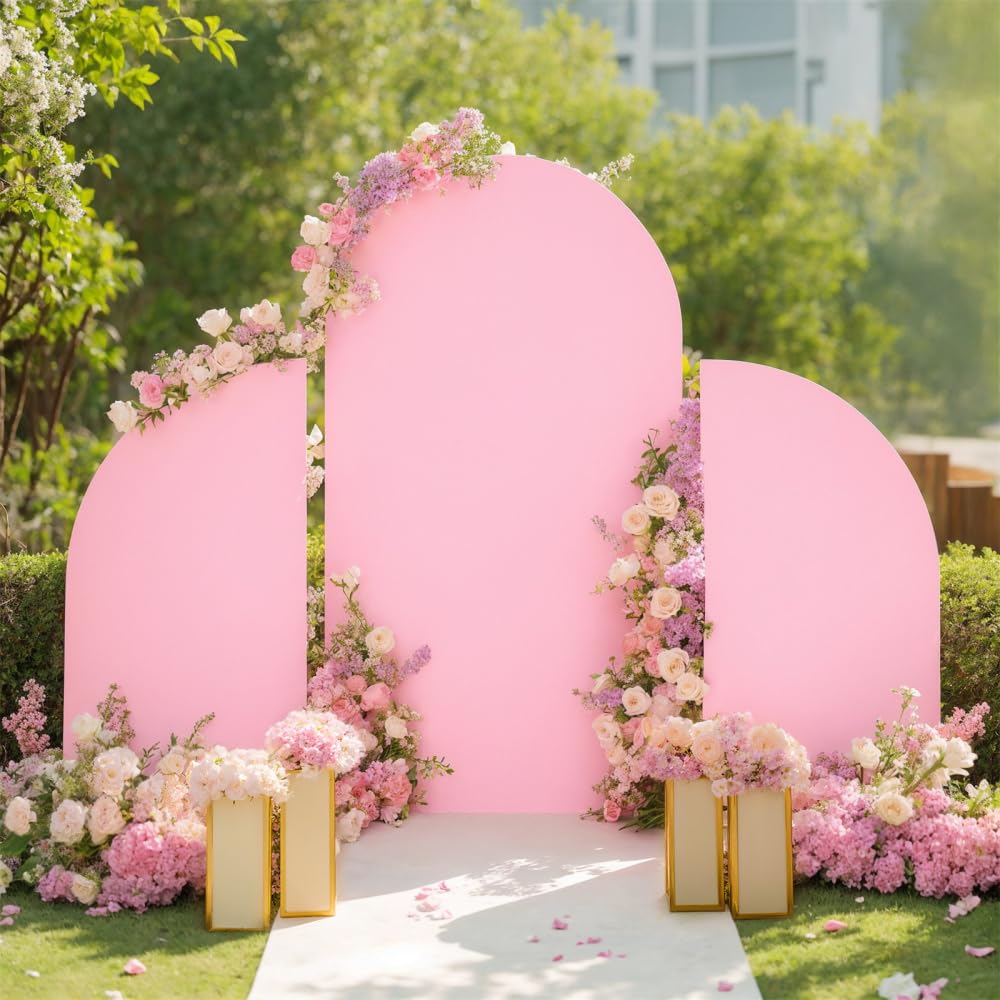 Wedding Arch Covers Set Of 3 - Spandex Fabric Backdrop For Parties & Events In Green