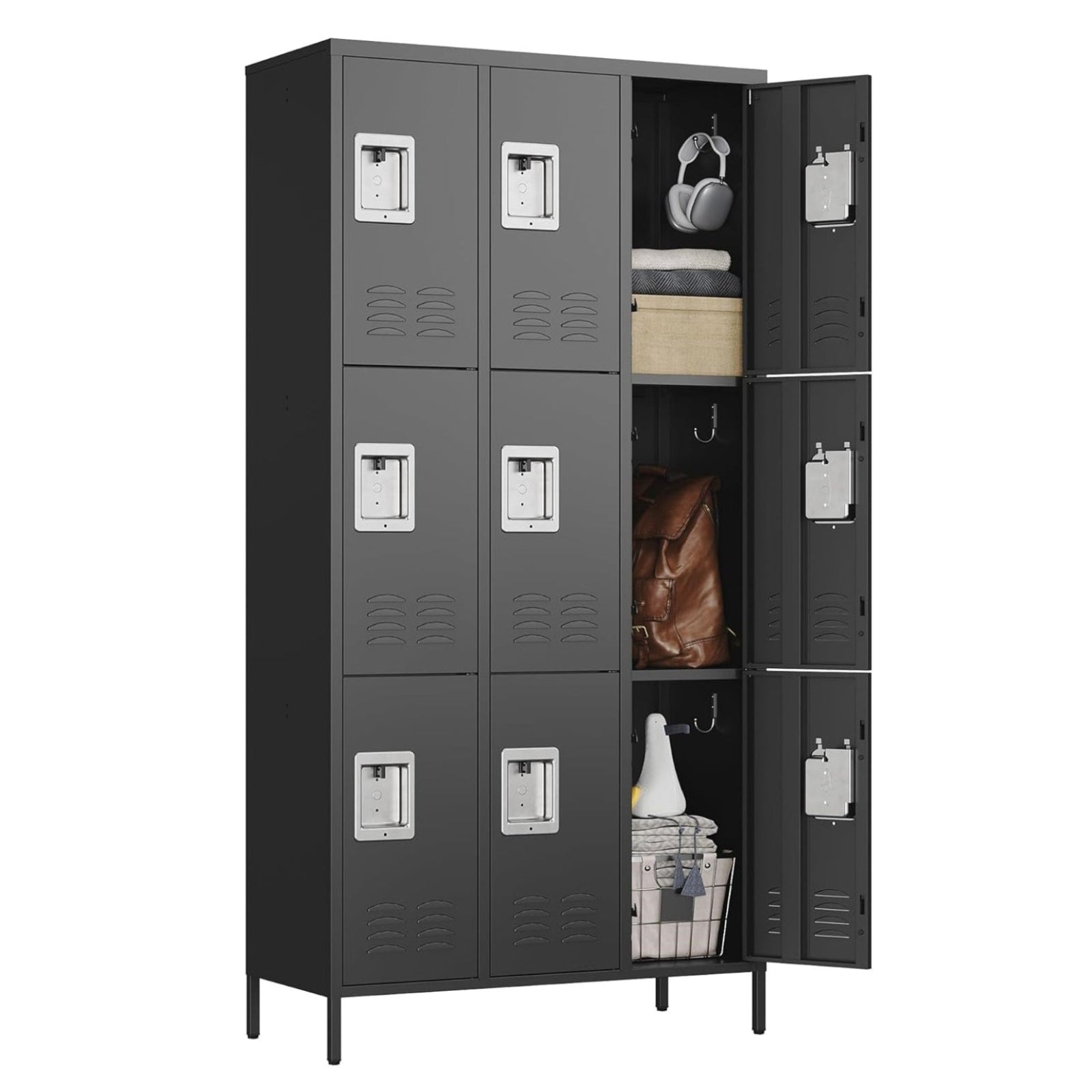スチールラック・メタルラック CRASH GATE CAGO LOCKER CABINET Garvee 9-Door Metal Storage Locker Cabinet with Locks and Hooks