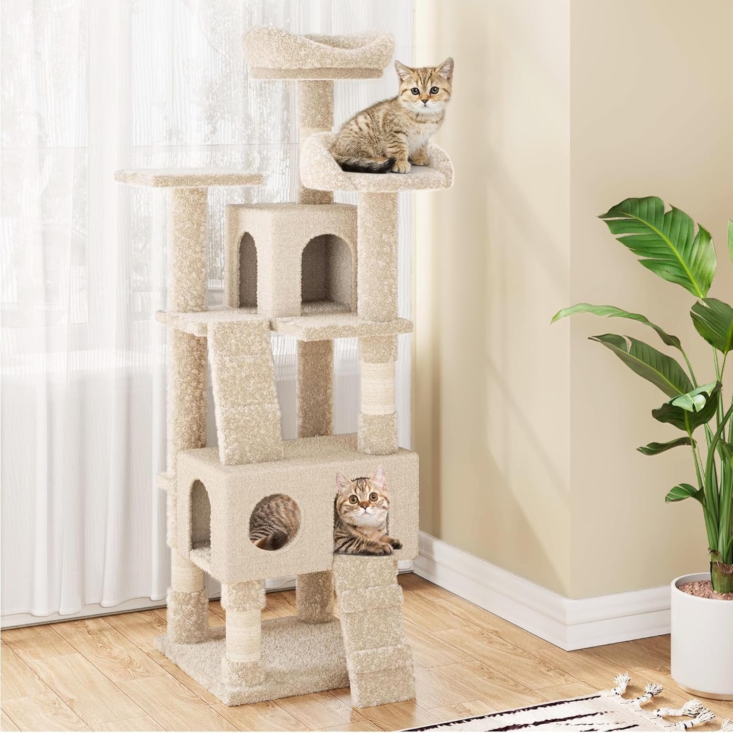 thumbnail image 2 of 46 Inch Cat Tree Aesthetic For Large Cats, With Scratching Posts, Perches & Real Branch Design, Sturdy Base - Luxury Gift For Cat Lovers 2 of 11