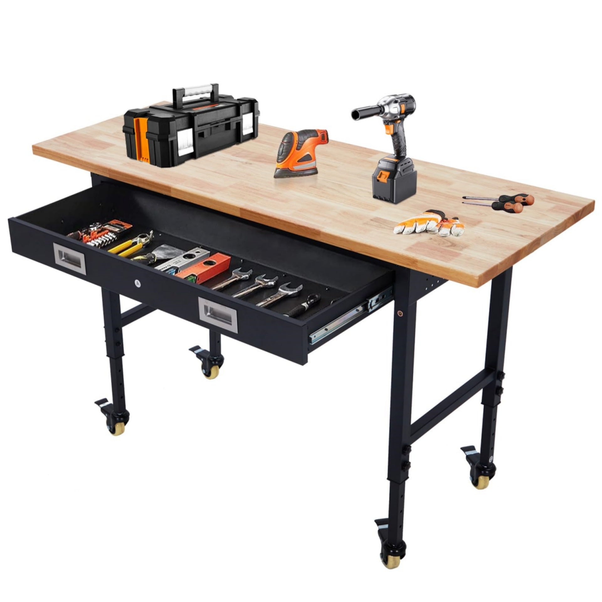 Garvee 60x22 Inch Workbench with Drawer Storage, Adjustable Height Wor