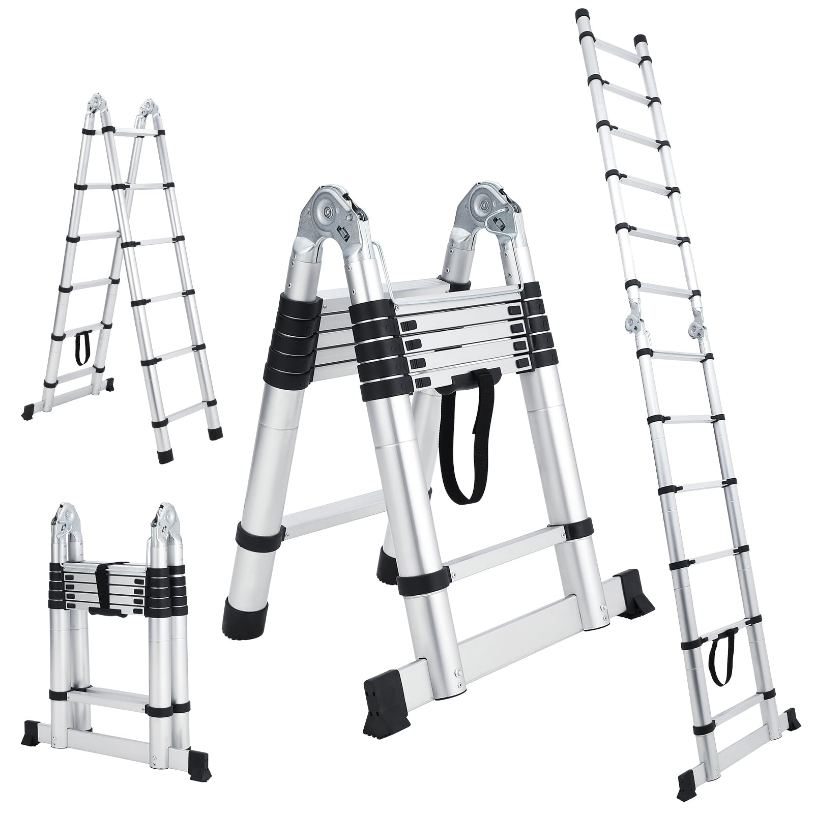 Telescoping Ladder 12.5FT Aluminum Folding | Garvee