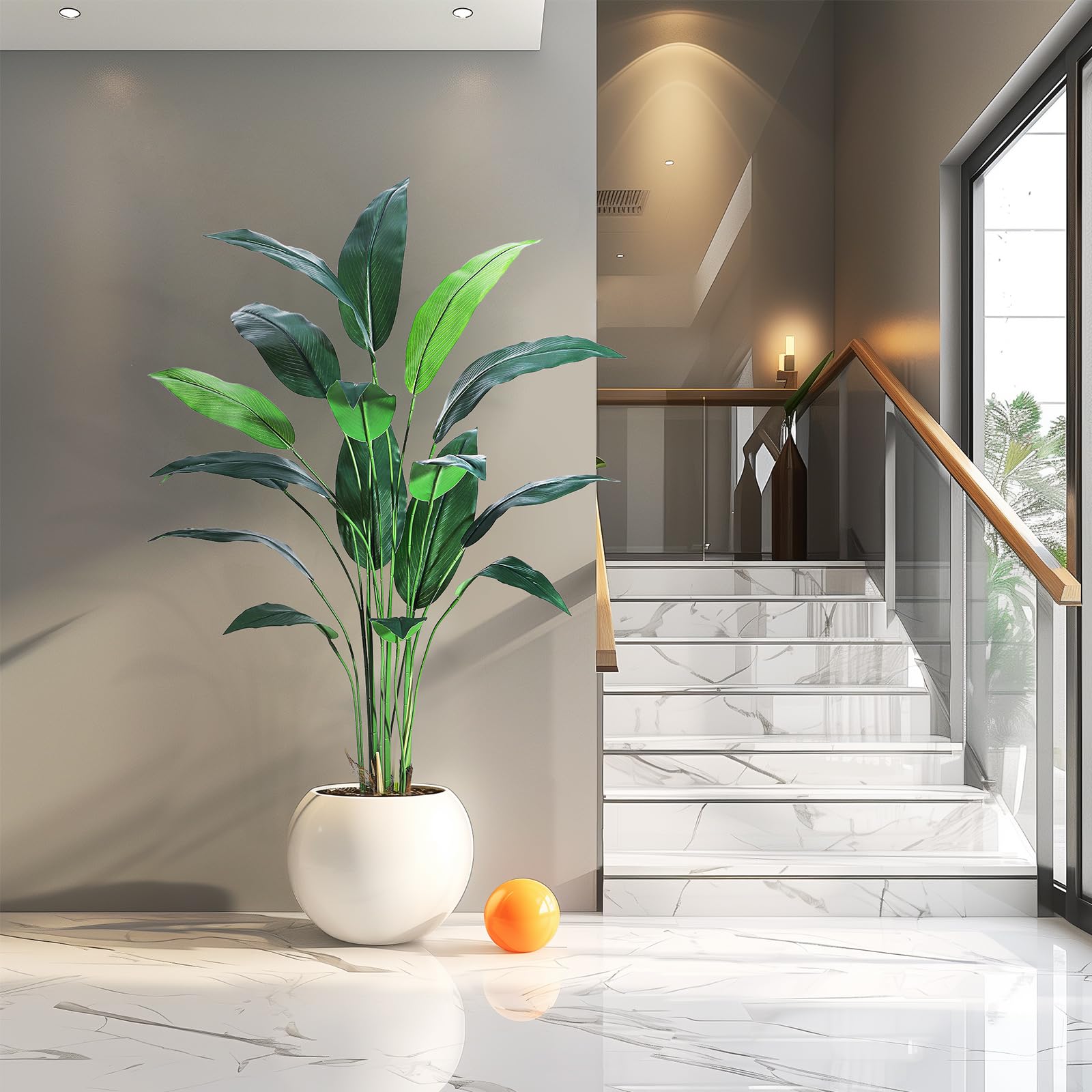 6ft artificial indoor plants GAOMON Artificial Bird of Paradise Plant 6FT(72in) Fake Palm Tree for Indoor Outdoor Modern Decor Faux Plants for Home Office Perfect Housewarming