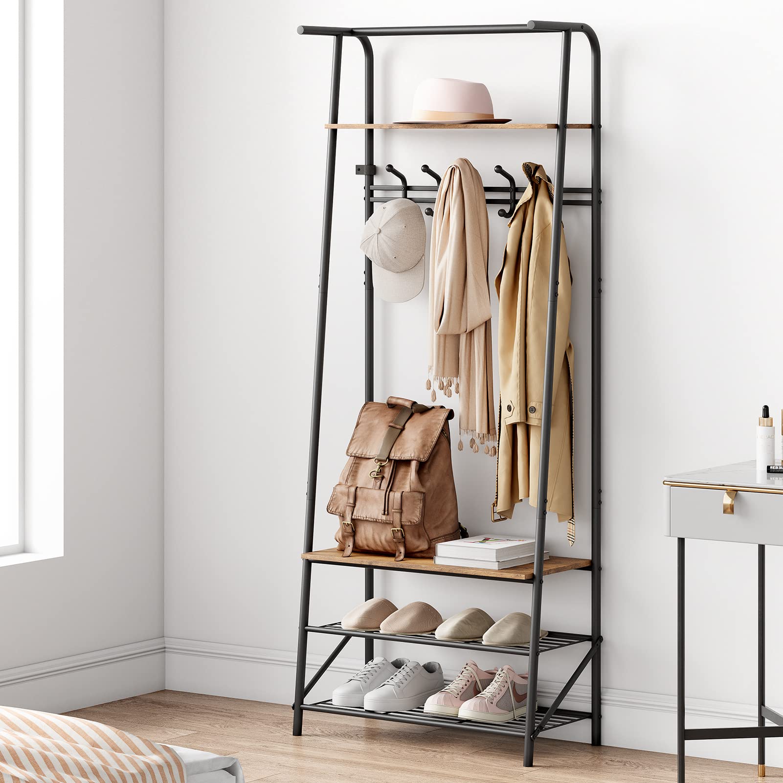 GARVEE Multifunctional Coat Rack Shoe Bench Perfect Entryway