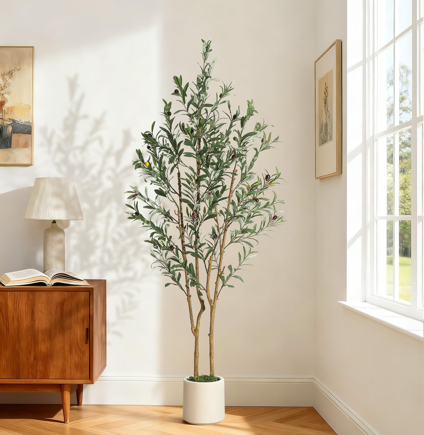 Garvee 5FT Olive Trees Artificial Indoor Faux Silk Plant With Natural
