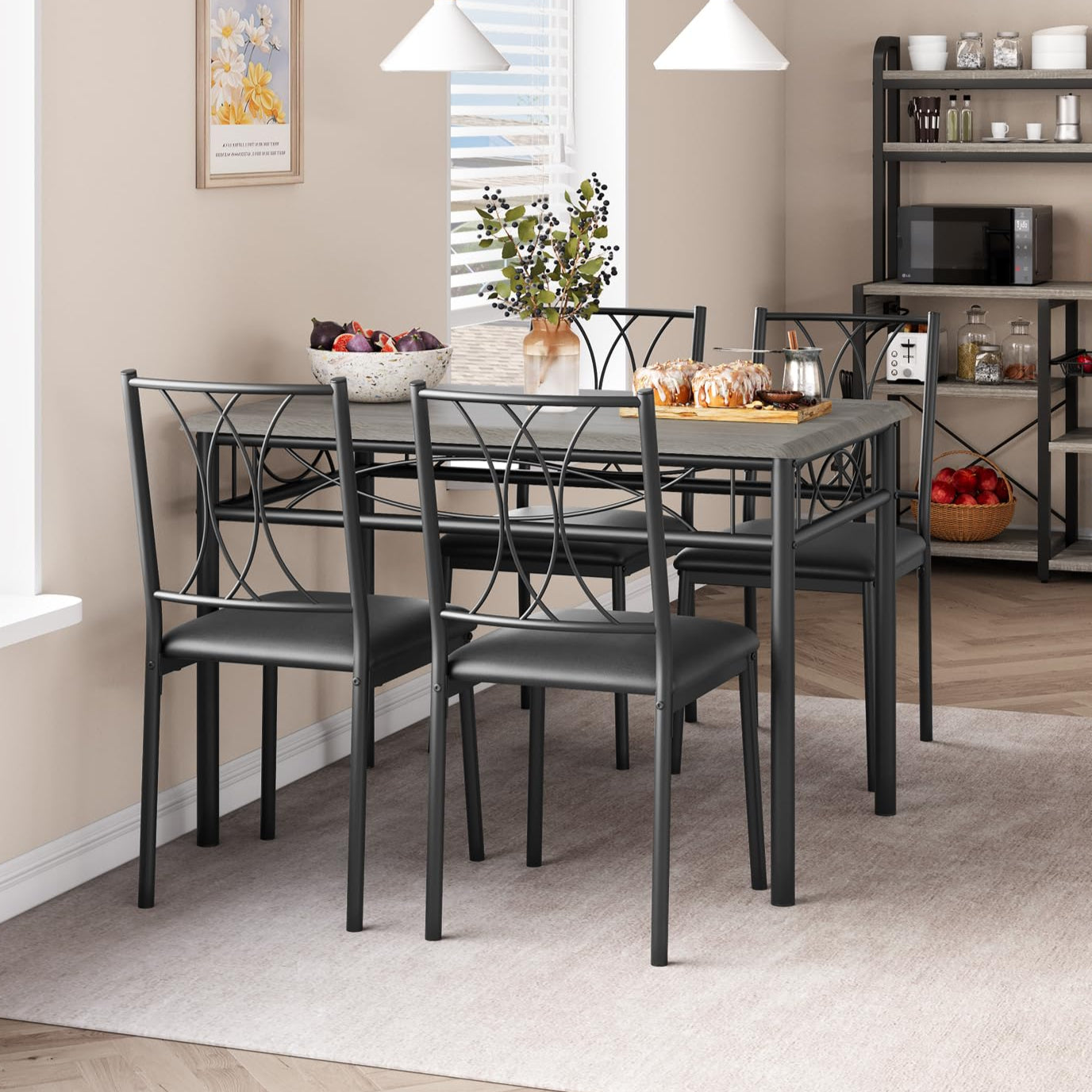 GARVEE 5-Piece Dining Table Set Stylish Space-Saving for Small