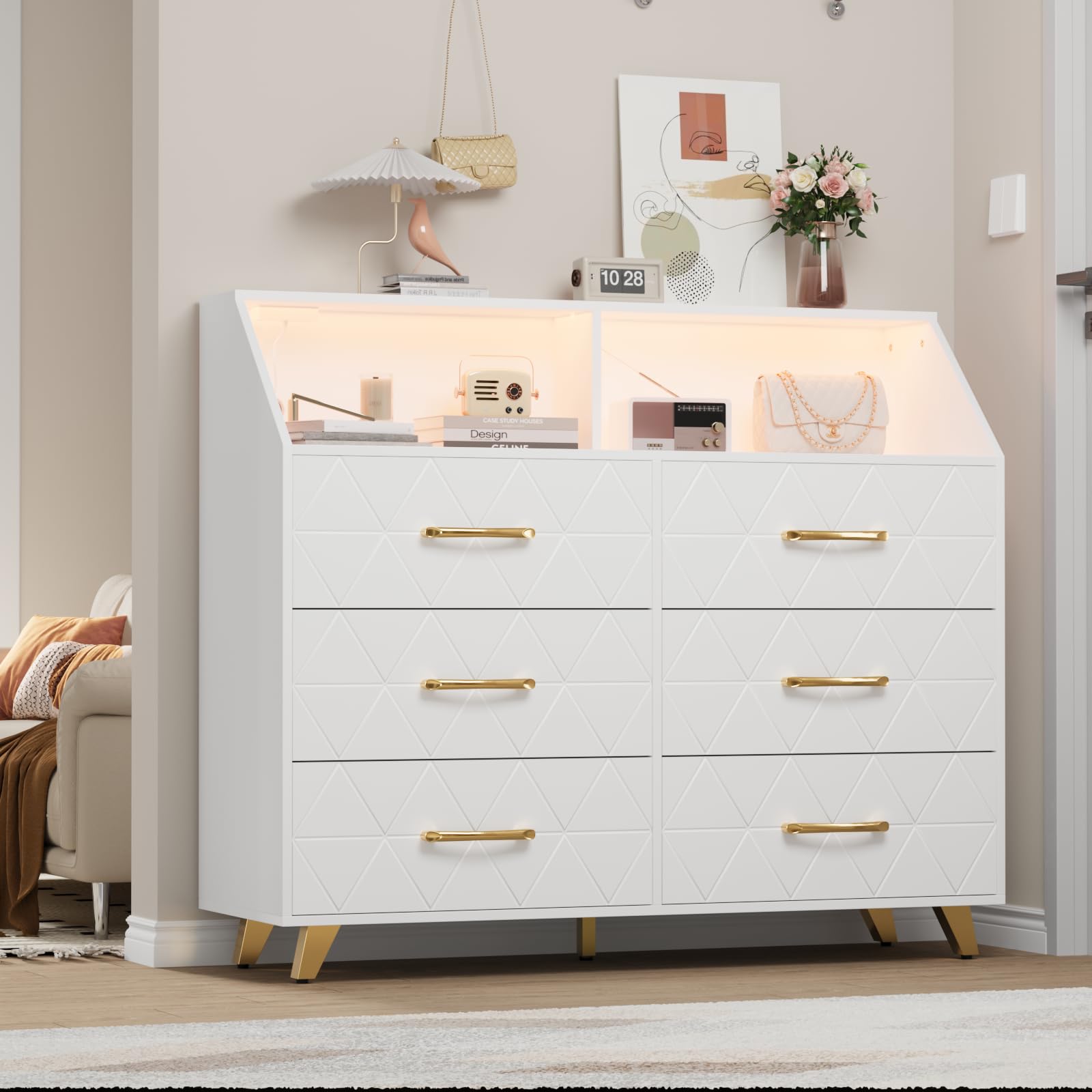Garvee 6 Drawer Dresser with LED Lights & Charging Station for Versatile Home Use Garvee 6 Drawer Dresser with LED Lights & Charging Station for Versatile Home Use