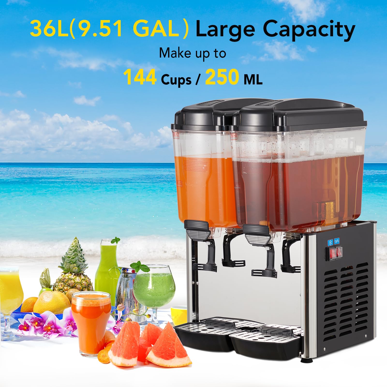 9.6 Gal Commercial Slushy Machine with Temp Control, Stainless