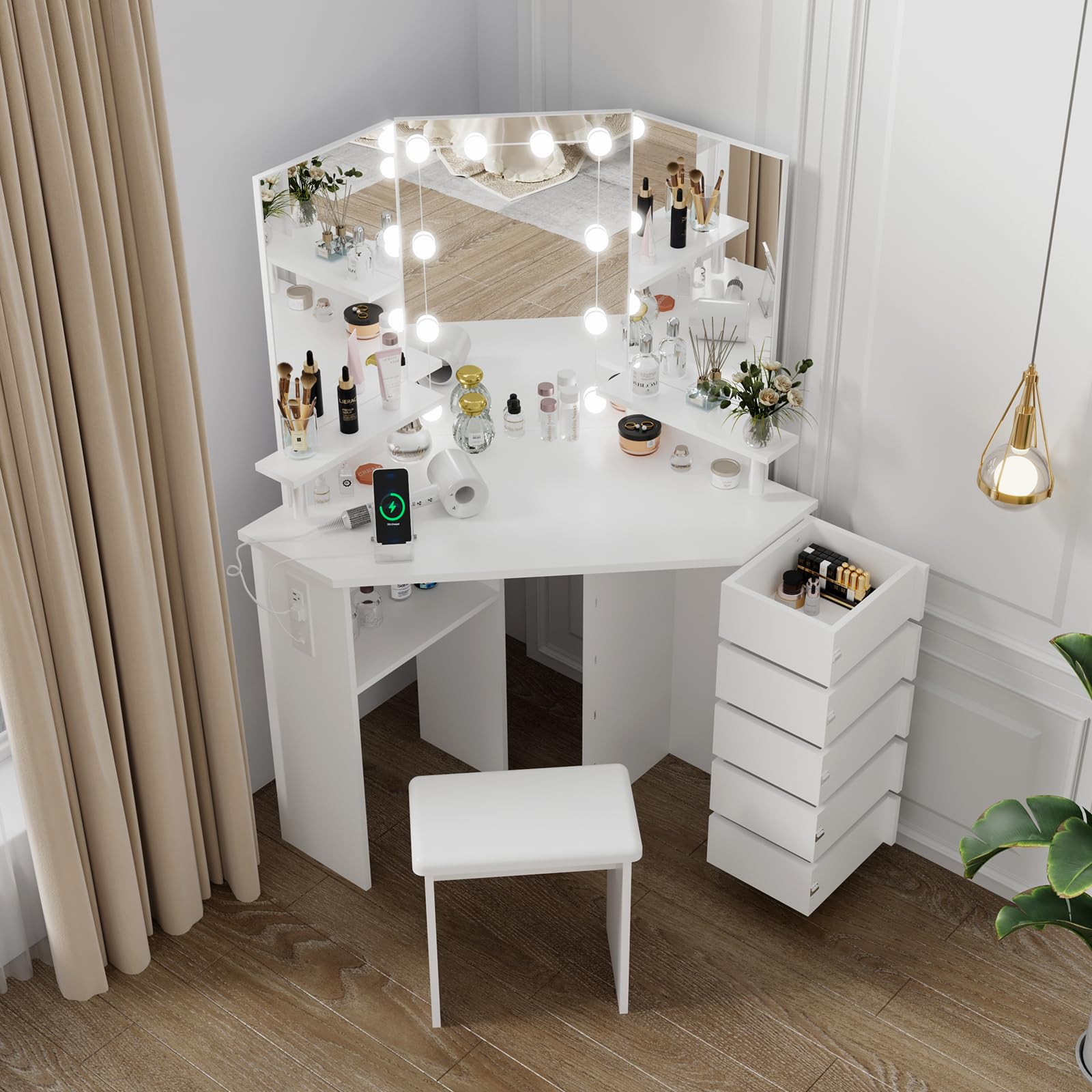 Corner Makeup Vanity Unit