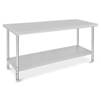 72x30x35 Inch Stainless Steel Table Metal Double Tier Worktable