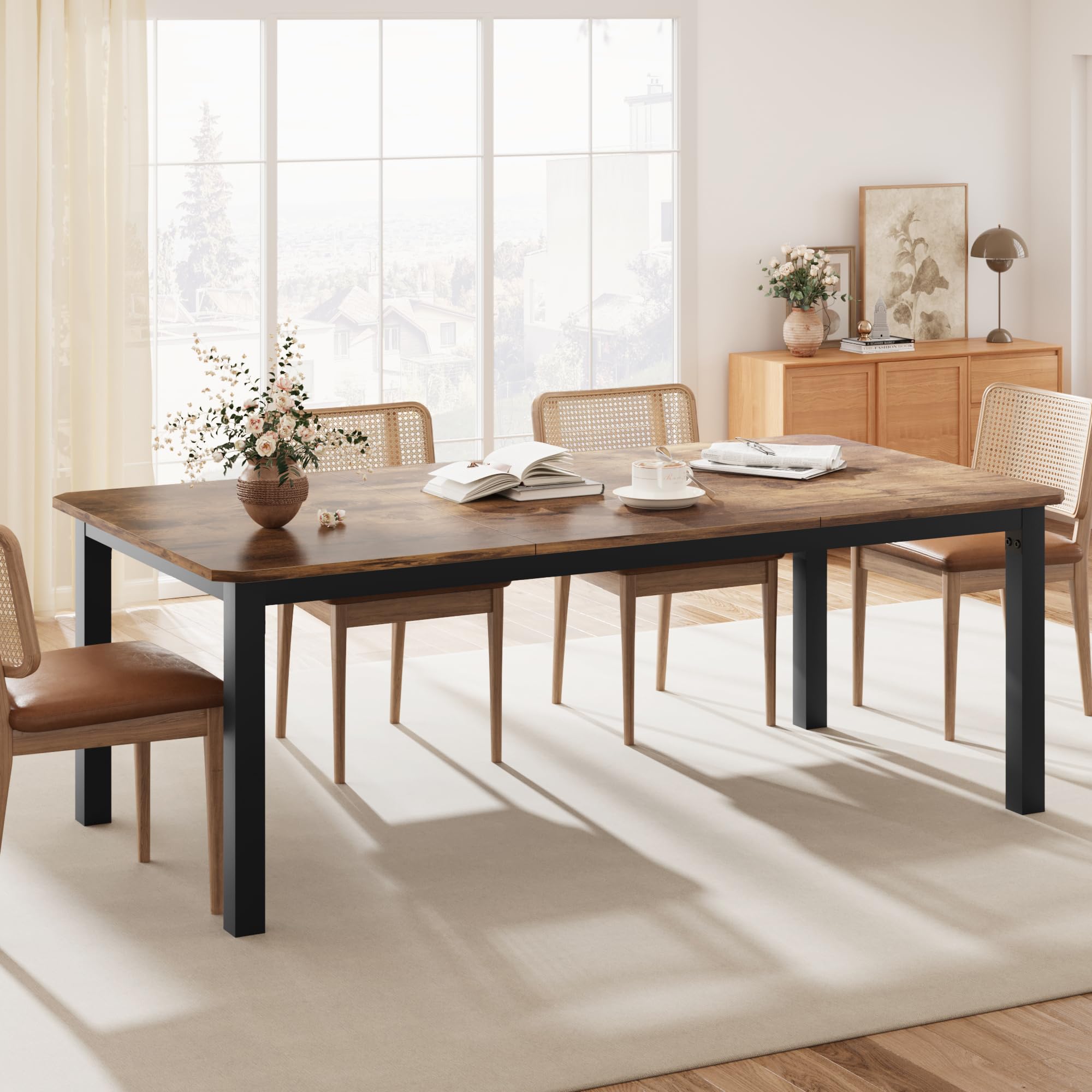 GARVEE Wood Industrial Dining Table for 6~8 People - Versatile