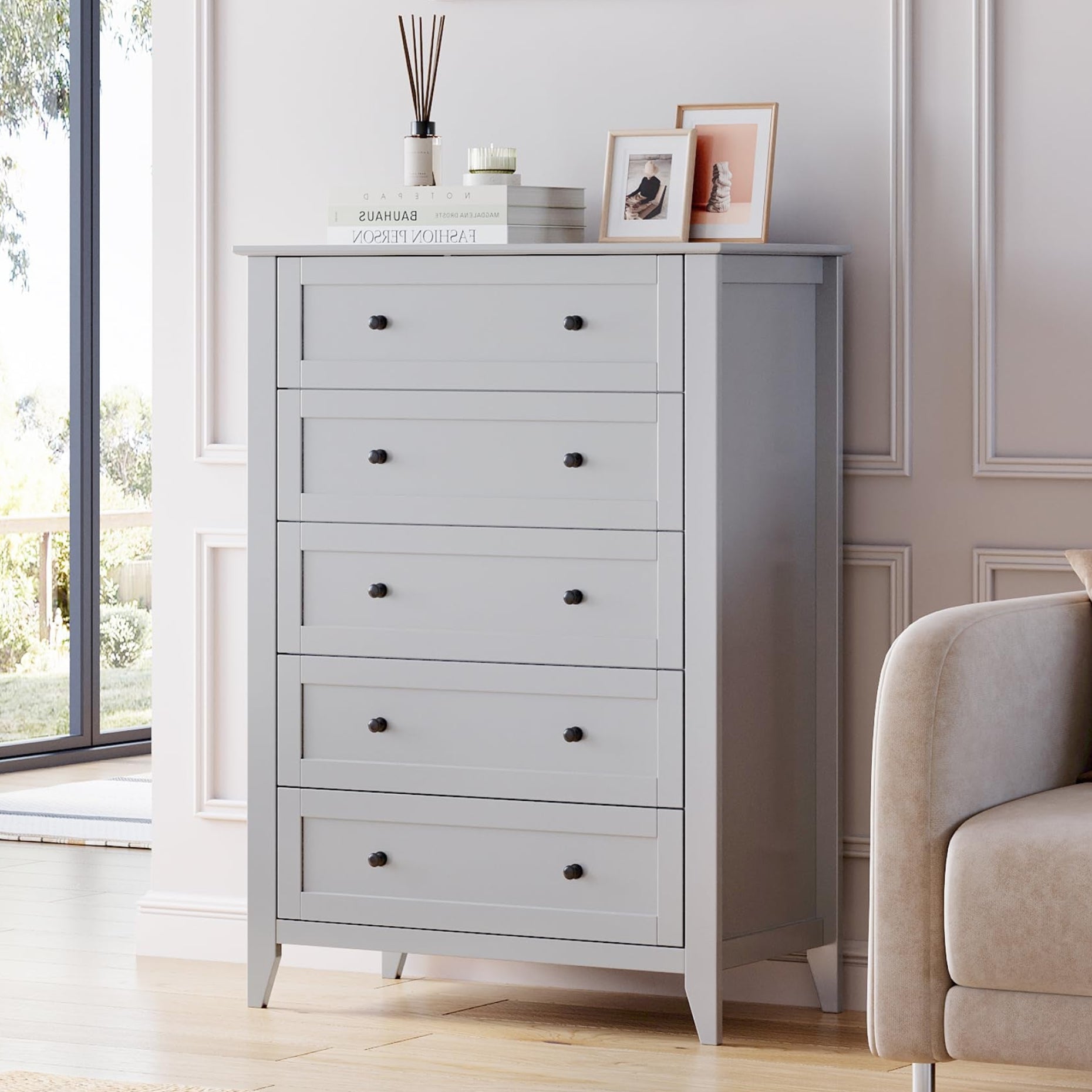GARVEE 5 Drawer Dresser Chest - Multi-Functional Storage Solution