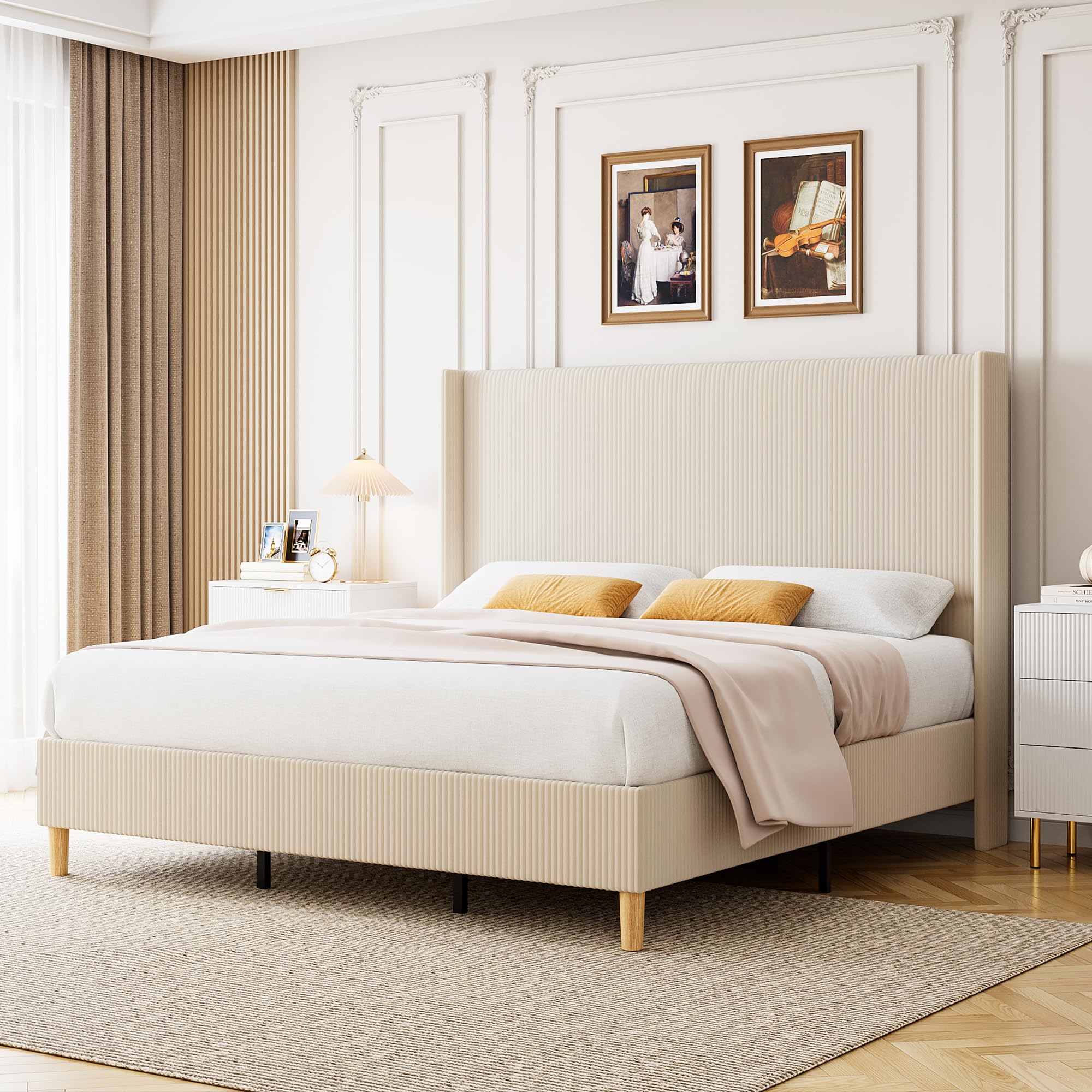 GARVEE King Size Bed Frame - Modern Upholstered Velvet Design GARVEE King Size Bed Frame - Modern Upholstered Velvet Design