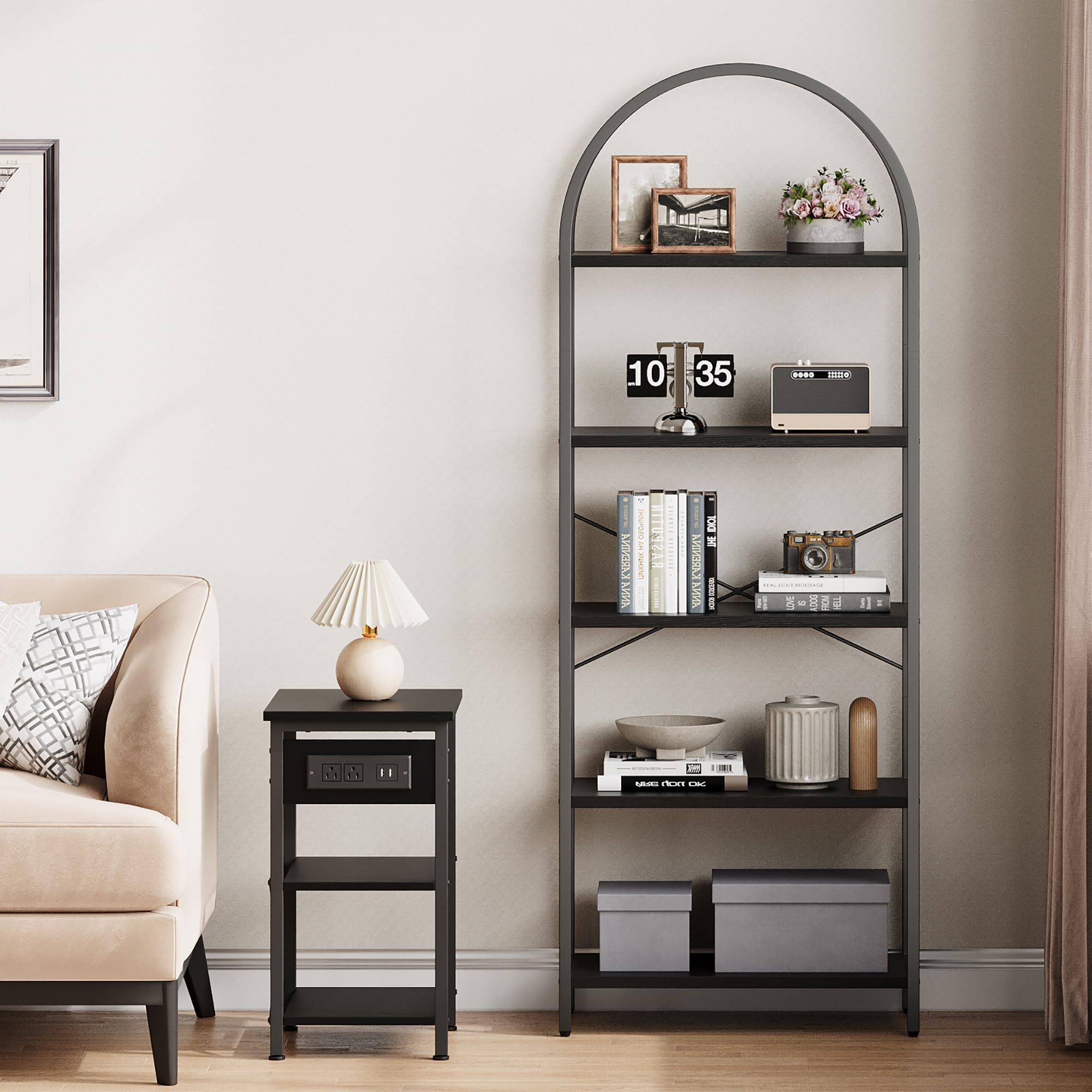 Metal Wine Rack Holds 20 Bottles & 6 Glasses - Freestanding Bar Storage With Glass Top, Matte Black