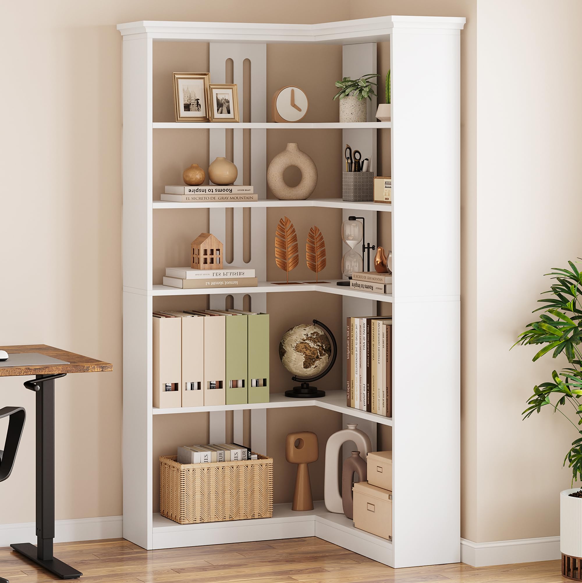 GARVEE Farmhouse Bookshelf - Versatile Corner Storage Solution