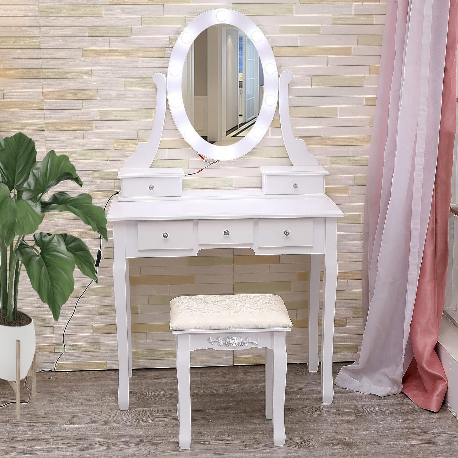 Garvee Girls Vanity Desk with Mirror and Lights