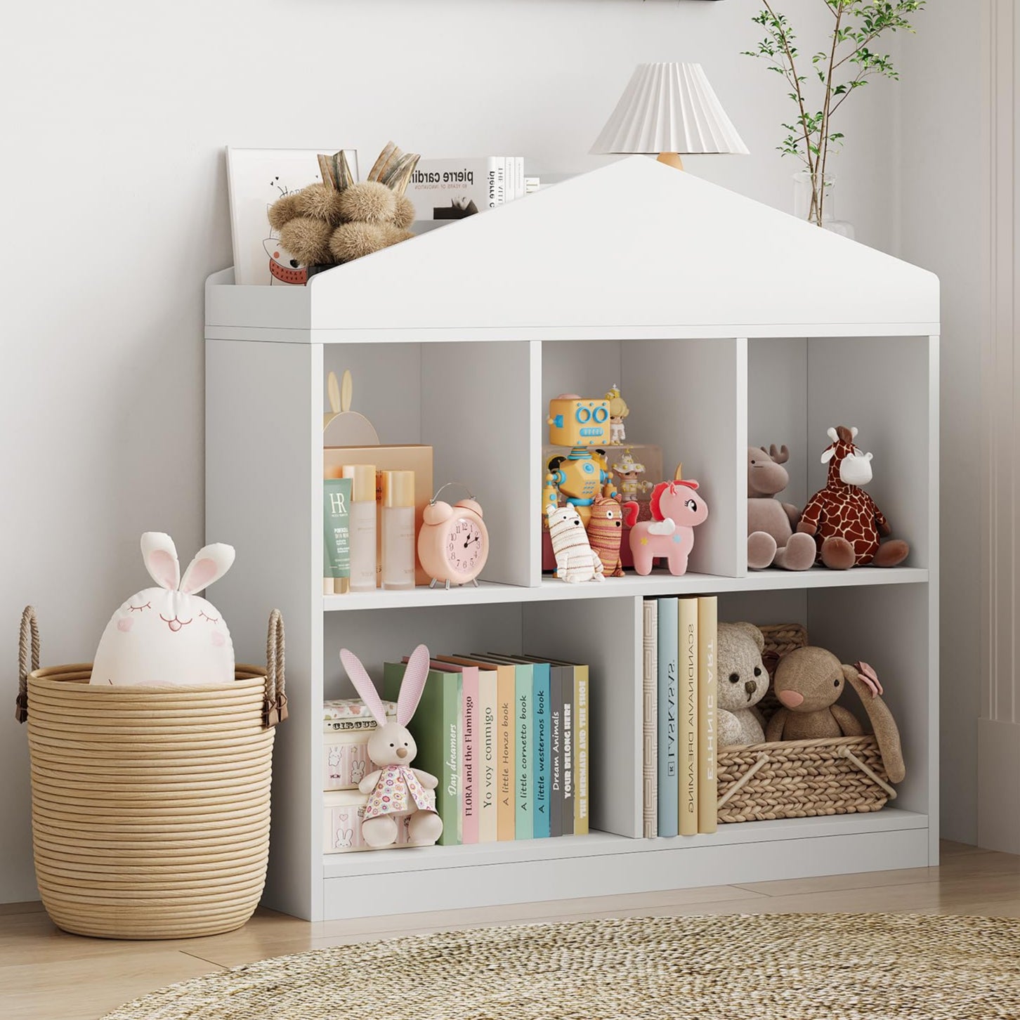 GARVEE Toy Storage Organizer Stylish 5-Cubby Bookshelf for Kids