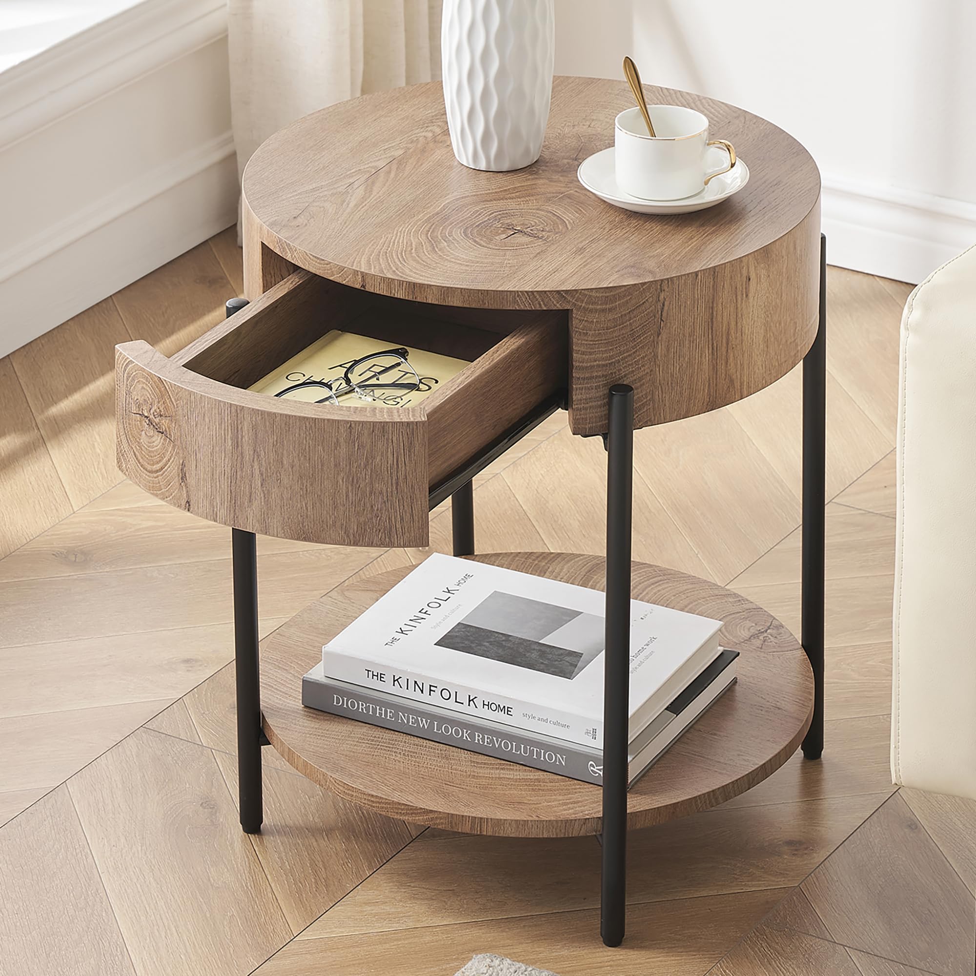 GARVEE 2-Tier Round End Table - Versatile Indoor Furniture