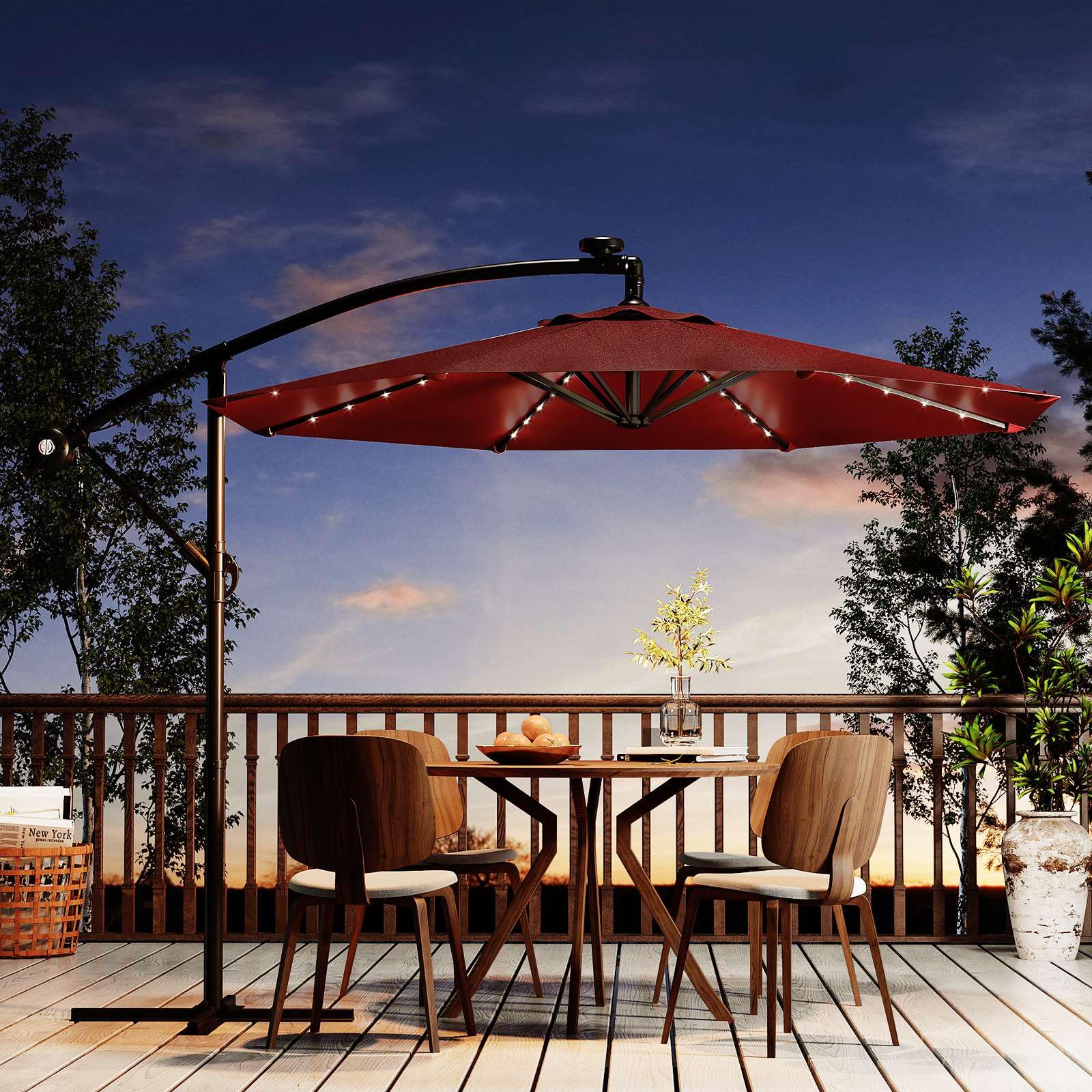 10' Solar Cantilever Umbrella - LED Lights & UV Protection 10' Solar Cantilever Umbrella - LED Lights & UV Protection