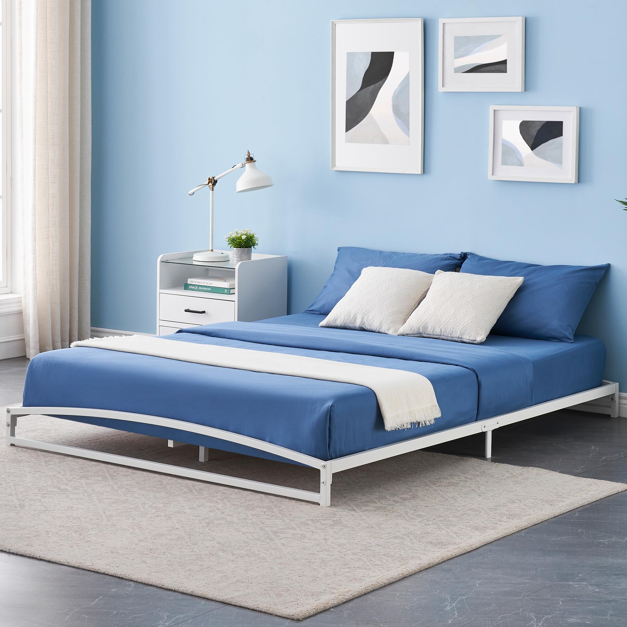 Jojoka 6" Heavy Duty Metal Bed Frame – Platform With Steel Slats, No Box Spring Needed (Twin, Full, Queen, King)