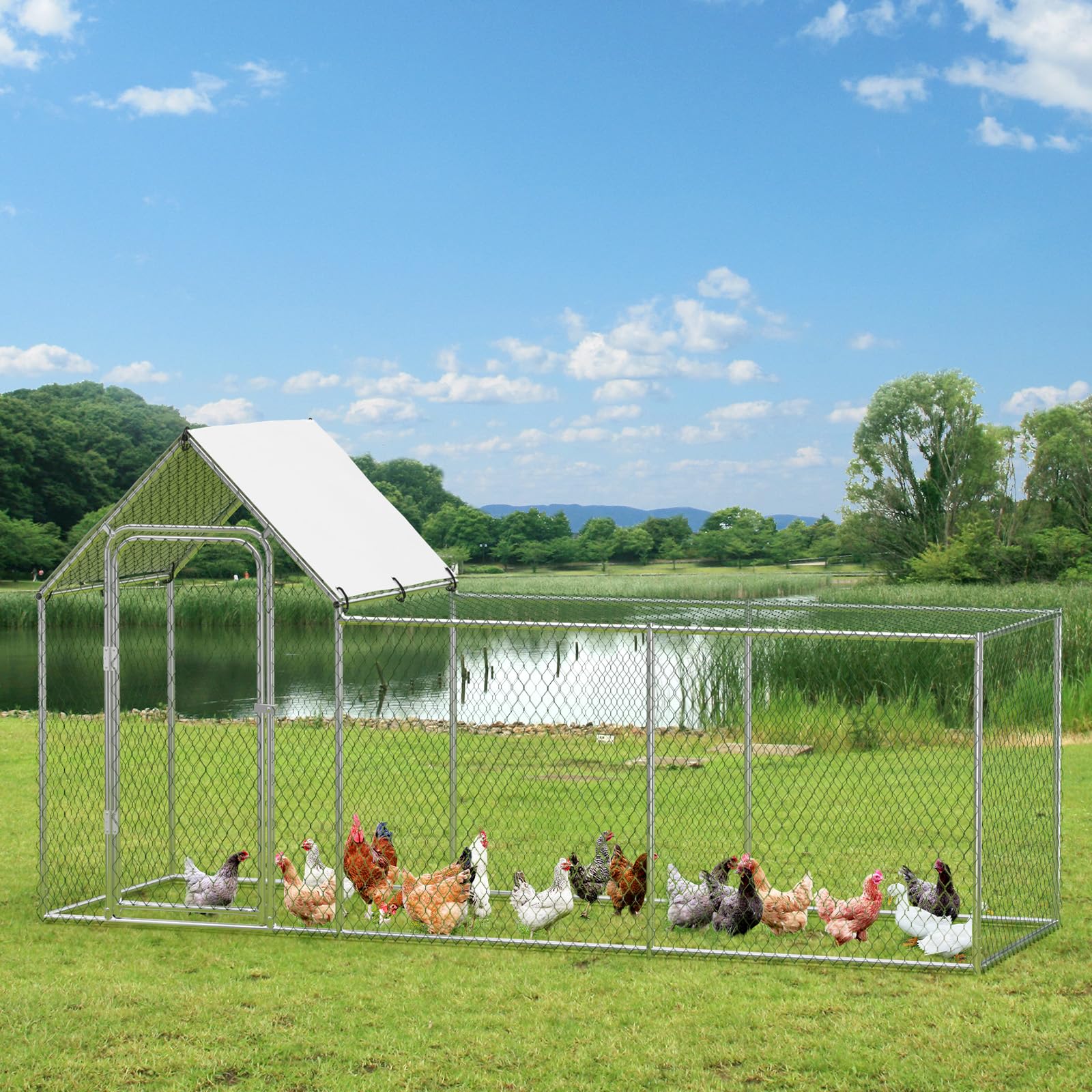 Metal Chicken Coop 118.1x39.4x59 in 59 in | Garvee