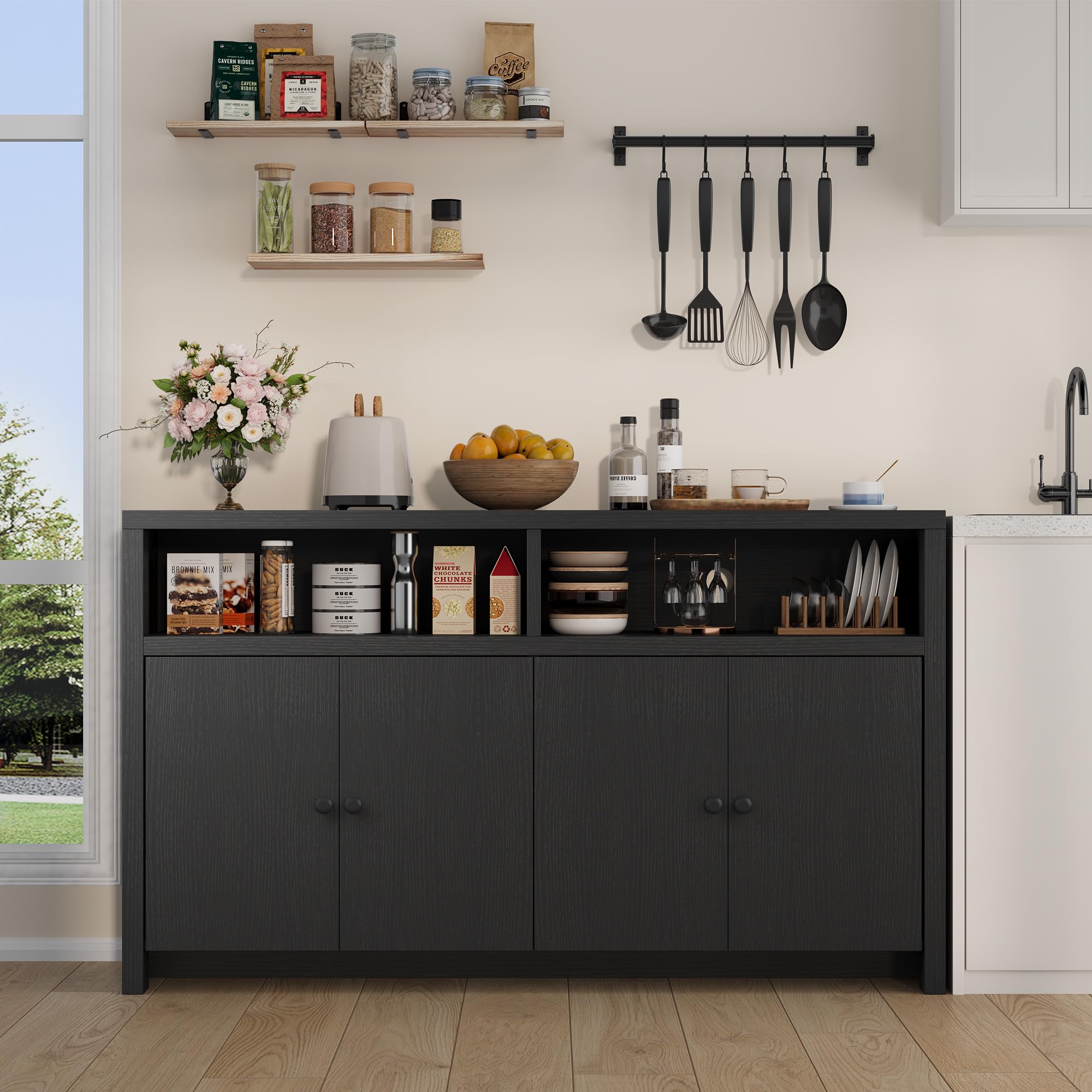 Garvee Sideboard Buffet Cabinet with Storage, 55'' Large Farmhouse Kit
