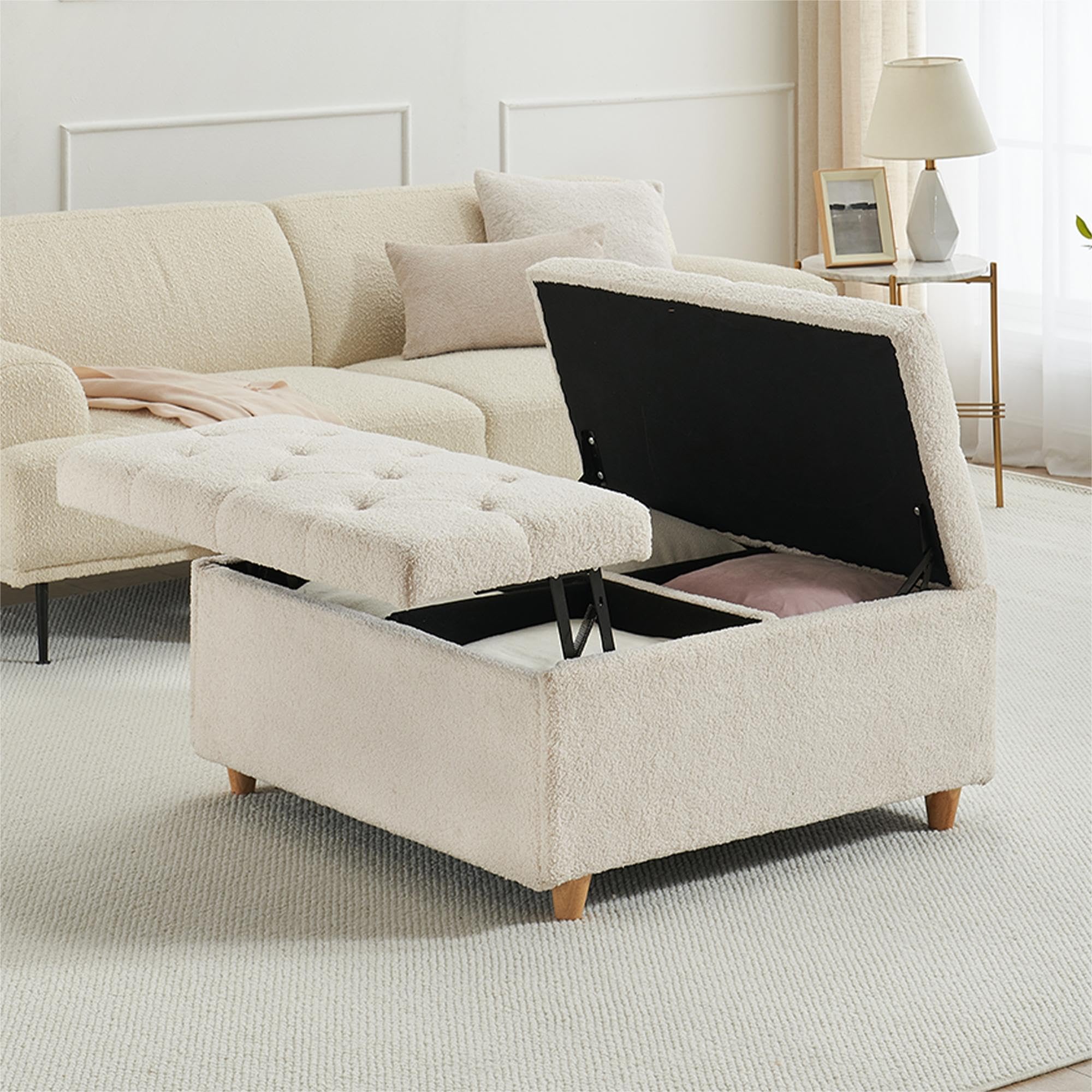 GARVEE Sherpa Storage Ottoman Coffee Table - Stylish & Multifunctional