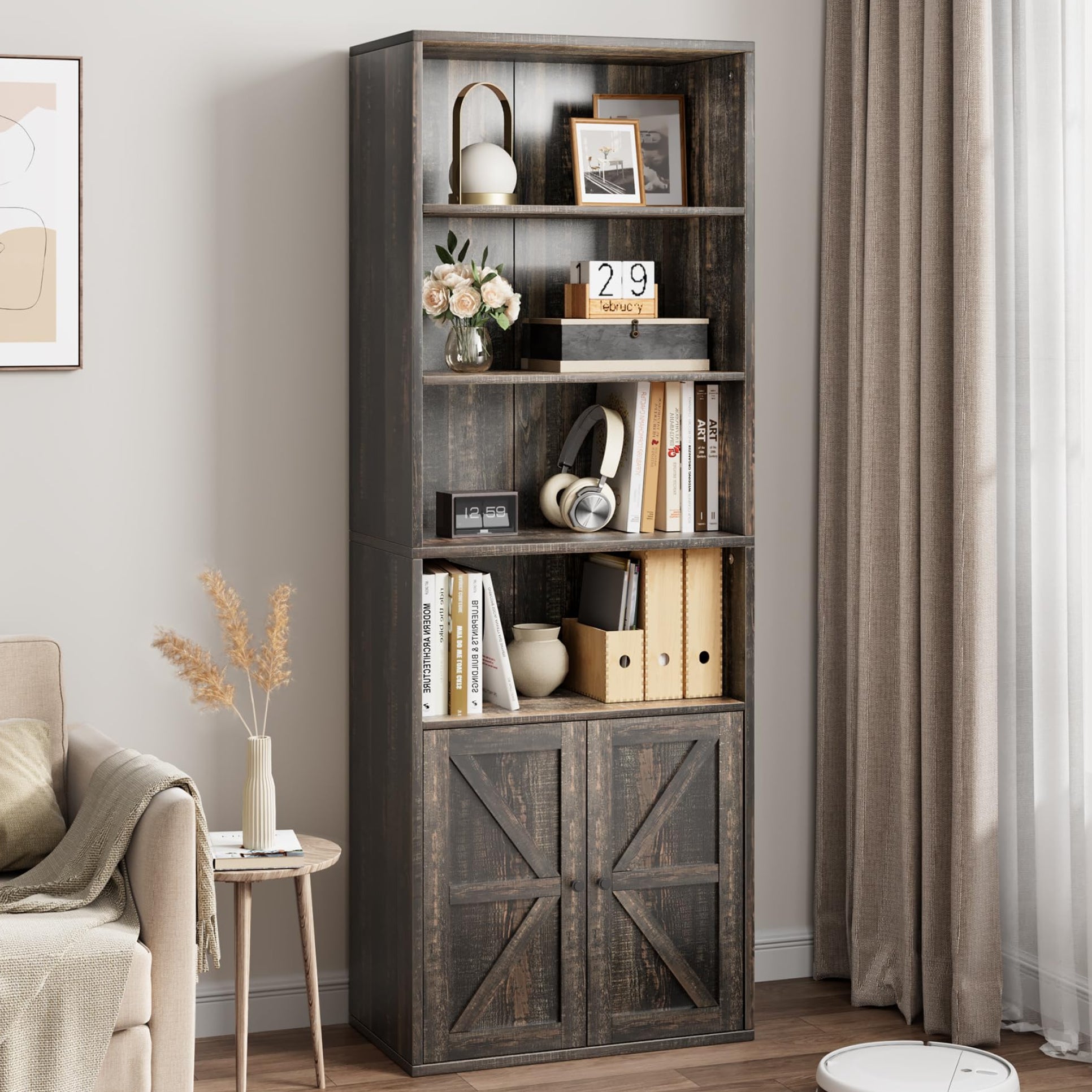 GARVEE Farmhouse Bookcase with Doors - Versatile Storage Solution for ...