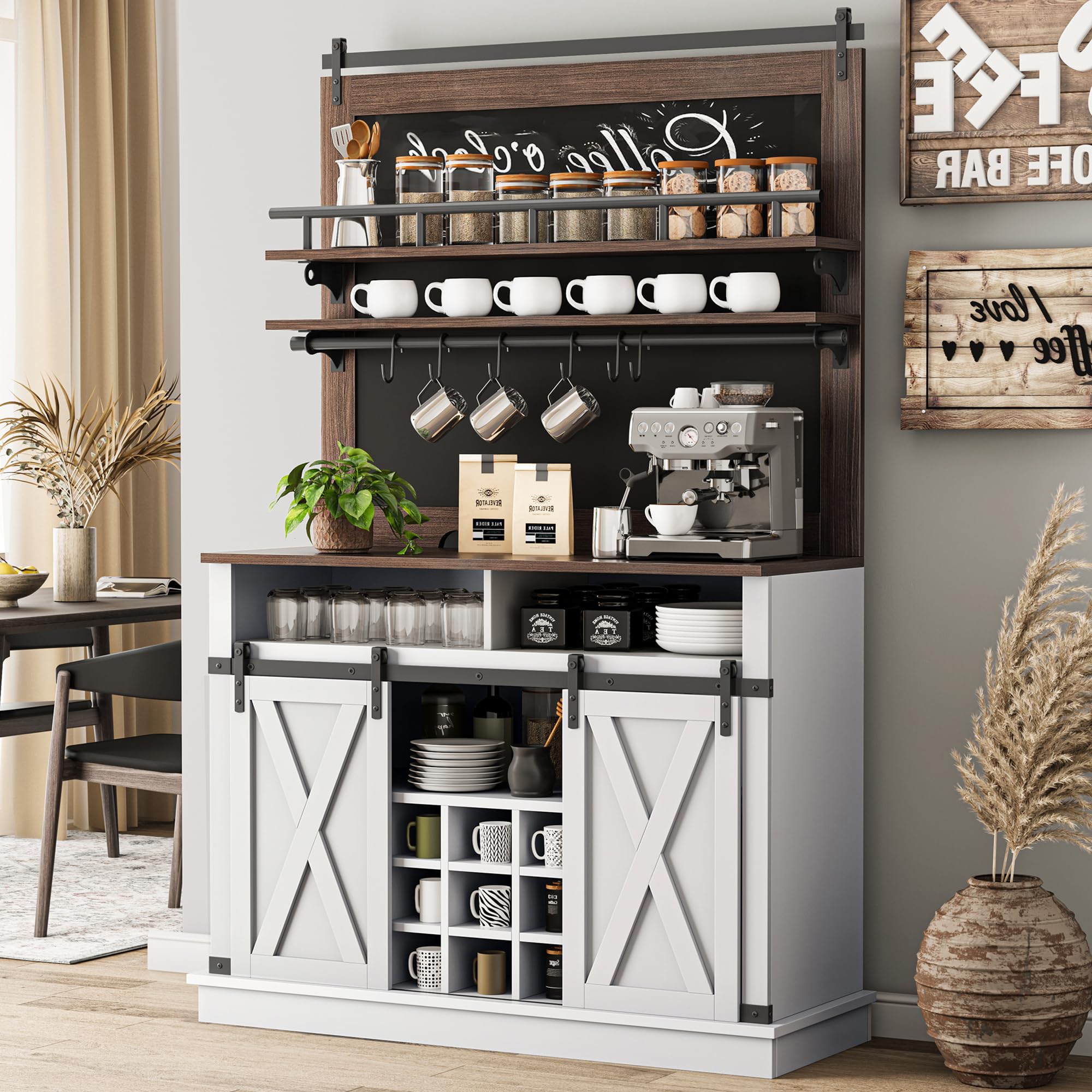 GARVEE Farmhouse Coffee Bar Cabinet - Stylish & Functional